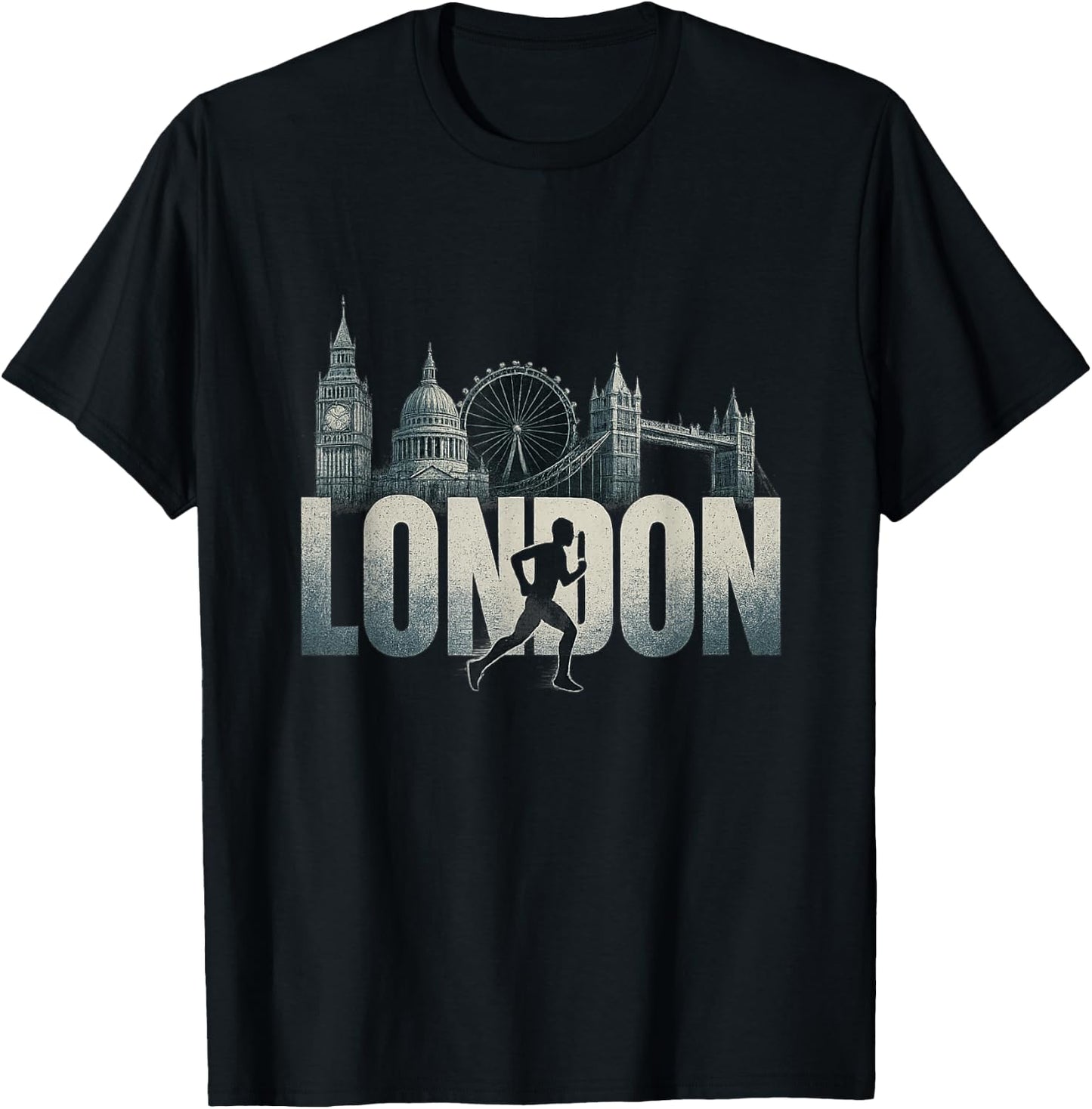 London Skyline Running Marathon Jogger Fitness Runner , Black, S T-Shirt - T-Shirt | Black