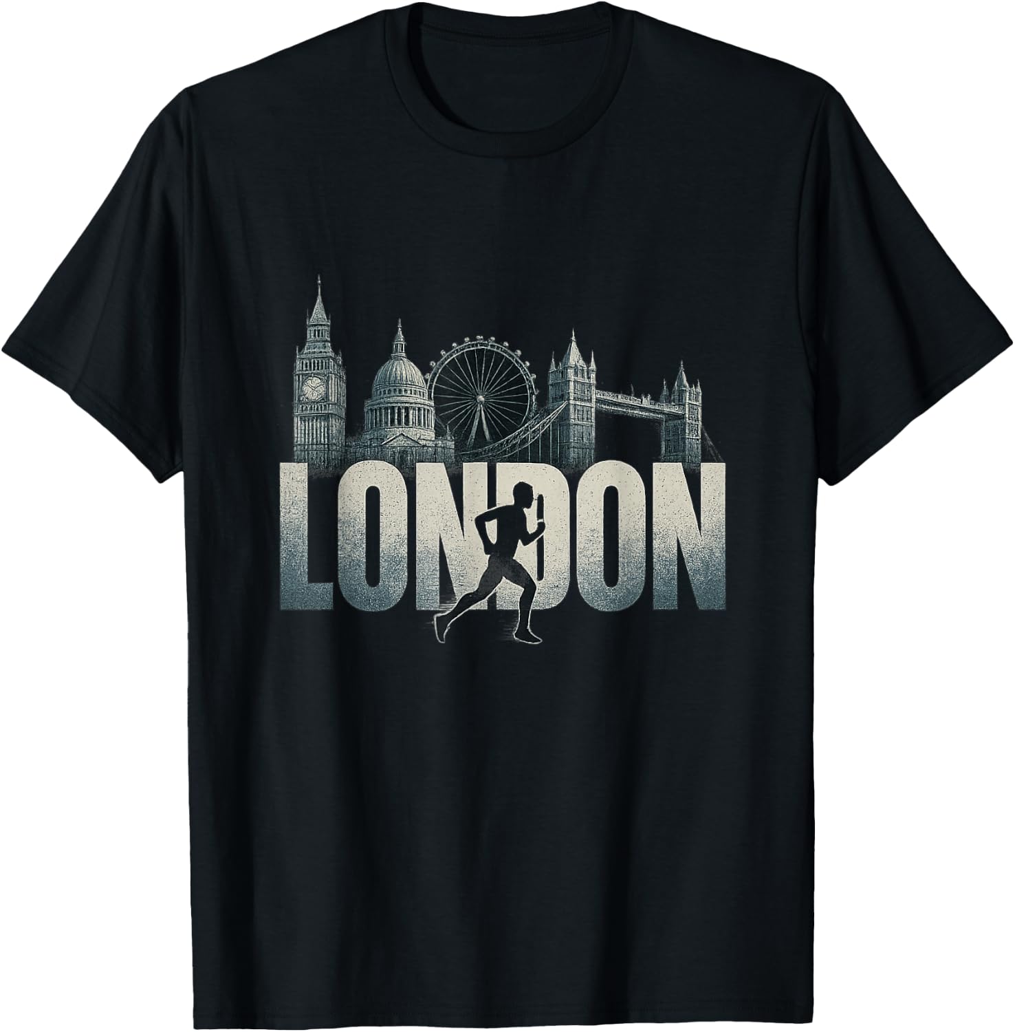 London Skyline Running Marathon Jogger Fitness Runner , Black, S T-Shirt - T-Shirt | Black