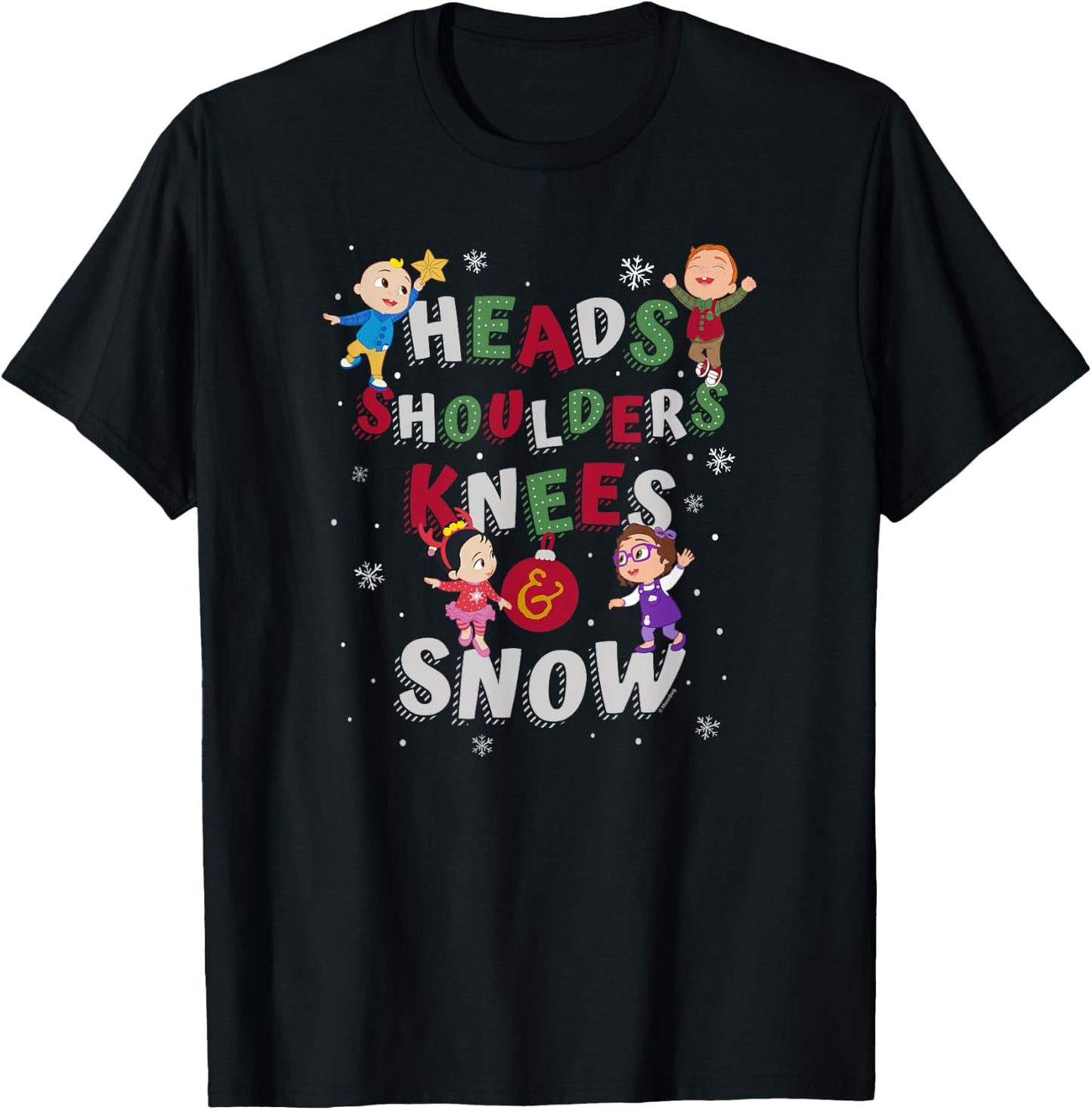 CoComelon Classic Christmas Knees and Snow T-Shirt - T-Shirt | Black