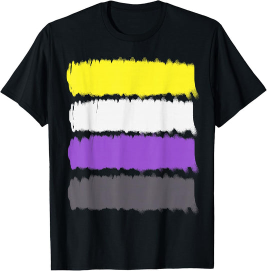 Nonbinary Genderqueer Flagge - LGBTQ Stolz Enby Transgender T-Shirt - T-Shirt | Black