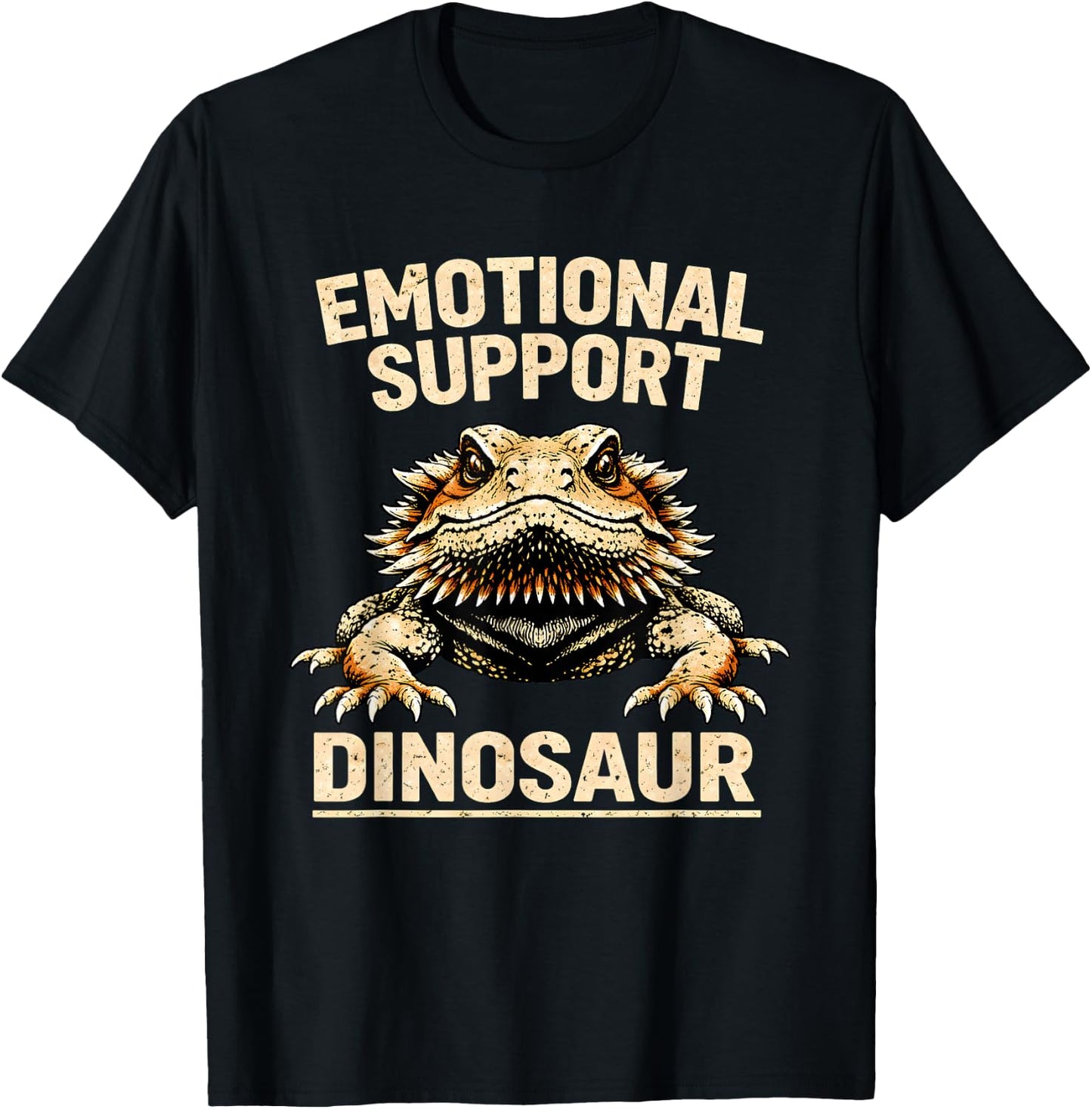 Emotional Support Dinosaur Bearded Dragon Lizard Pet Funny T-Shirt - T-Shirt | Black