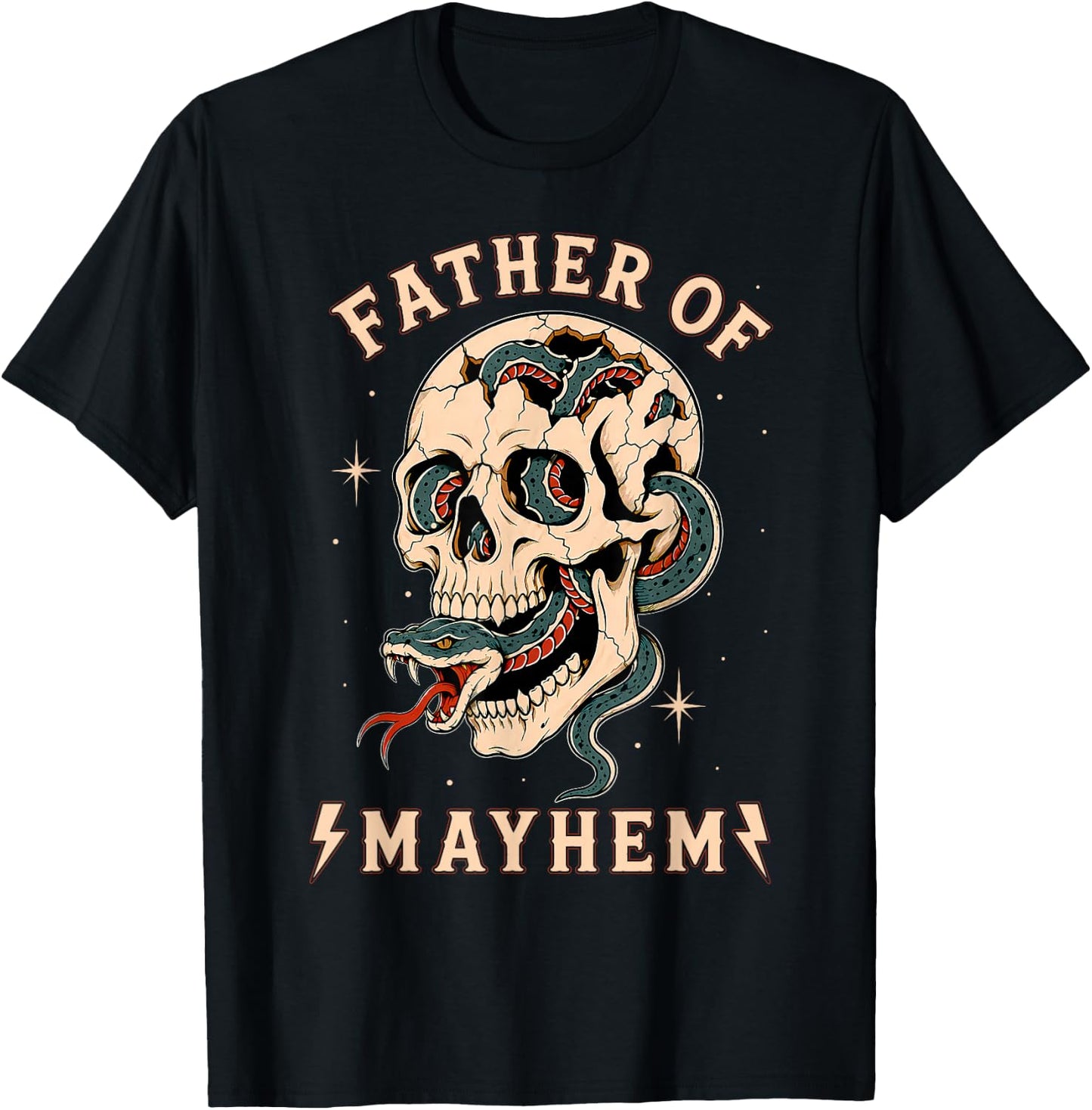 Father of Mayhem Men Dad Funny Father's Day Men Dad Gifts T-Shirt - T-Shirt | Black