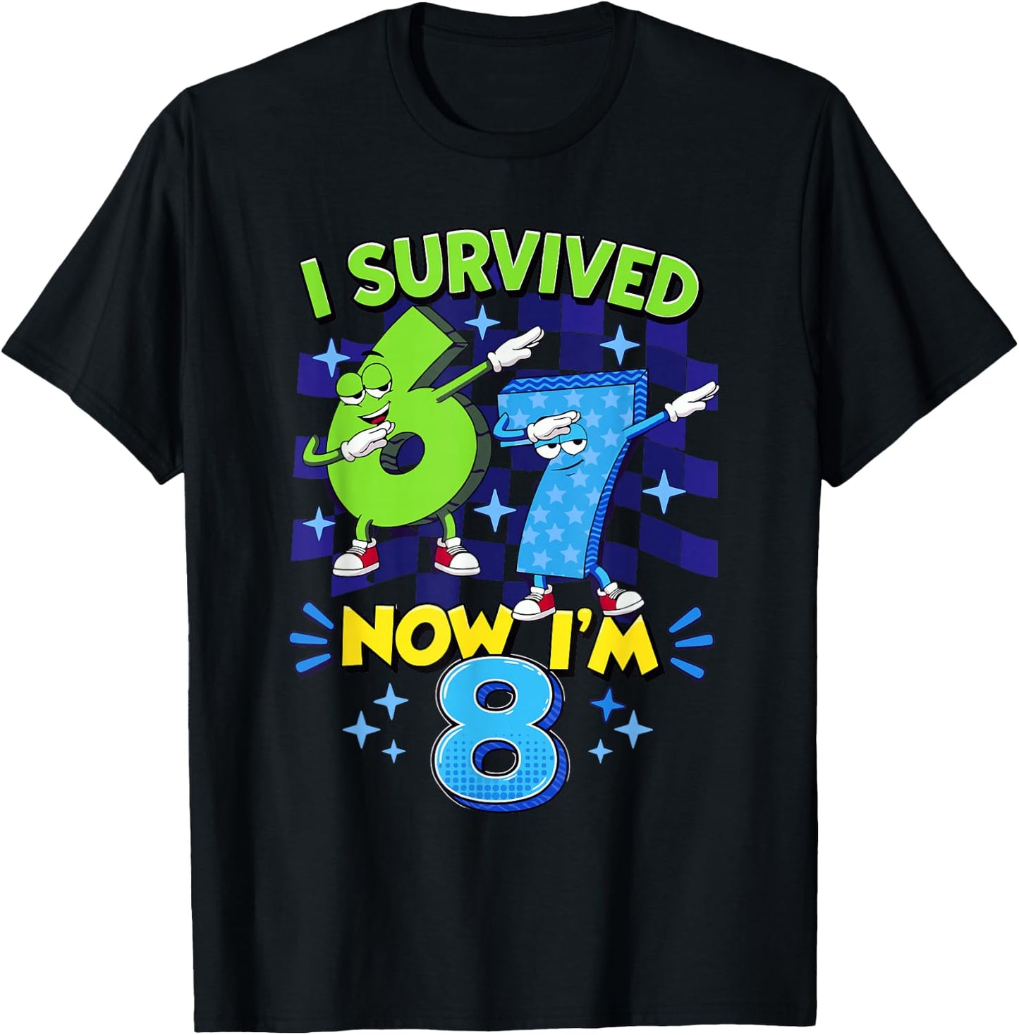 8th Birthday Dabbing Six Seven I Survived 67 Now I'm 8 T-Shirt - T-Shirt | Black