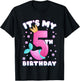 5th Birthday, Girl, Mermaid Fin, Number 5 T-Shirt - T-Shirt | Black