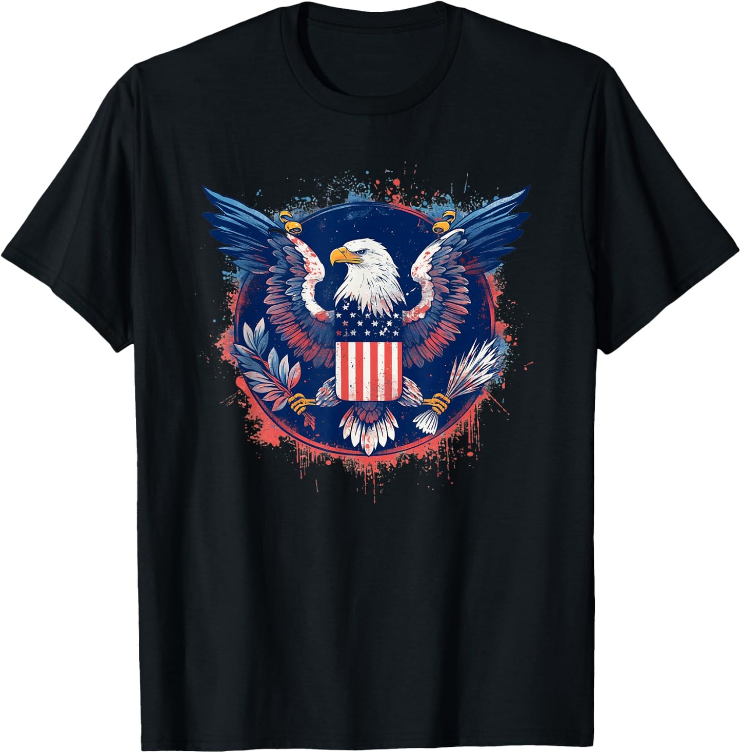 American Eagle Emblem Bold Patriotic USA T-Shirt - T-Shirt | Black