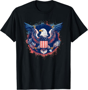 American Eagle Emblem Bold Patriotic USA T-Shirt - T-Shirt | Black