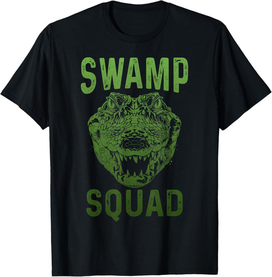 Swamp Alligator Squad Reptile Gator Lover Funny T-Shirt - T-Shirt | Black