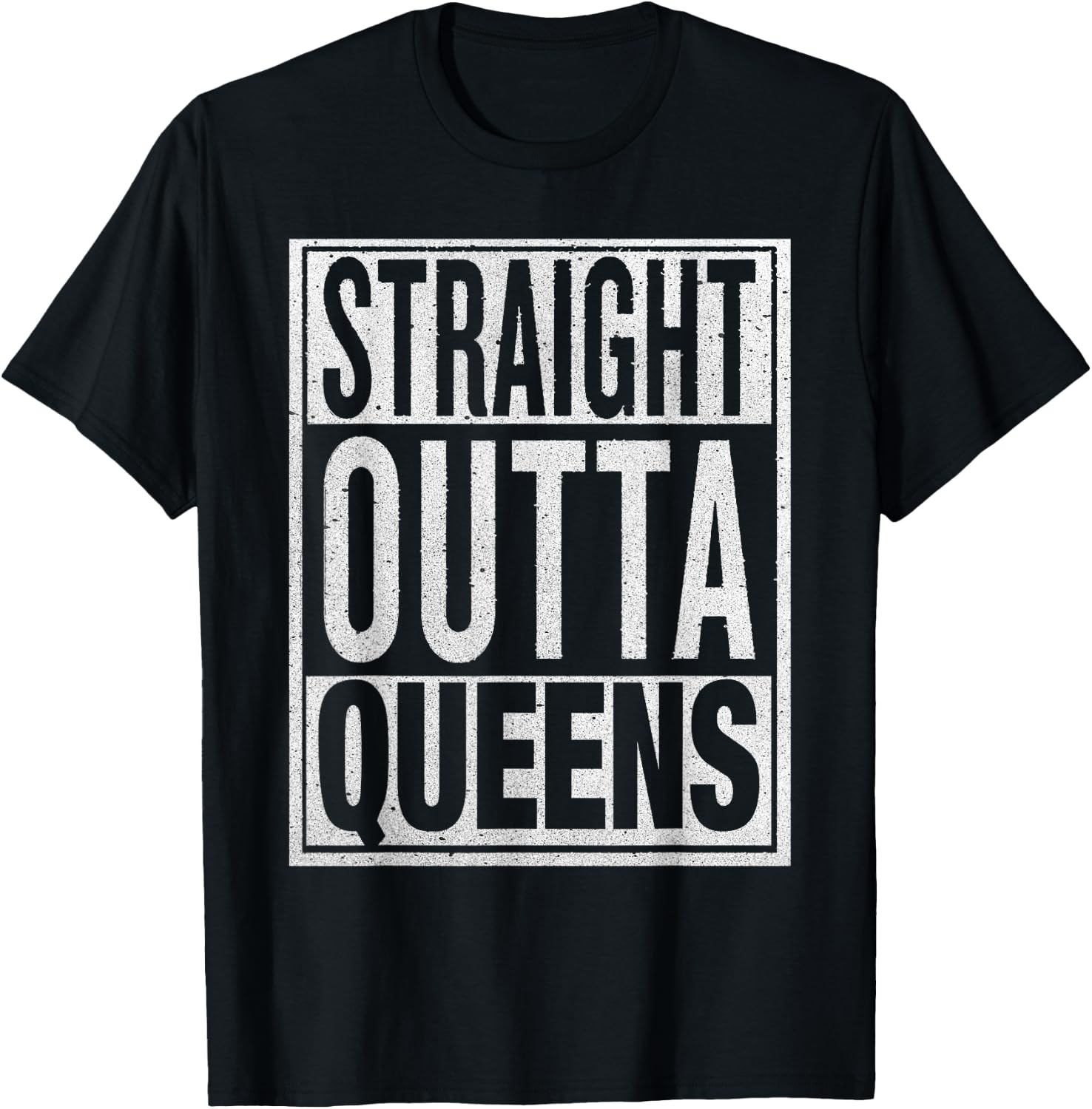 Straight Outta Queens Funny USA Travler Gift T-Shirt - T-Shirt | Black