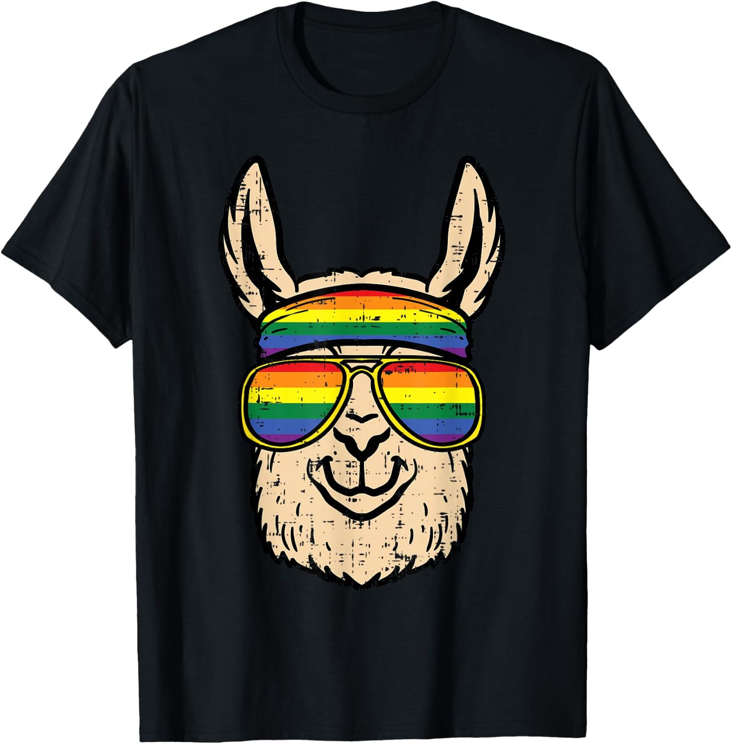 Gay Pride Llama Rainbow Flag Lgbt Alpaca Ally Men Boys Kids T-Shirt - T-Shirt | Black