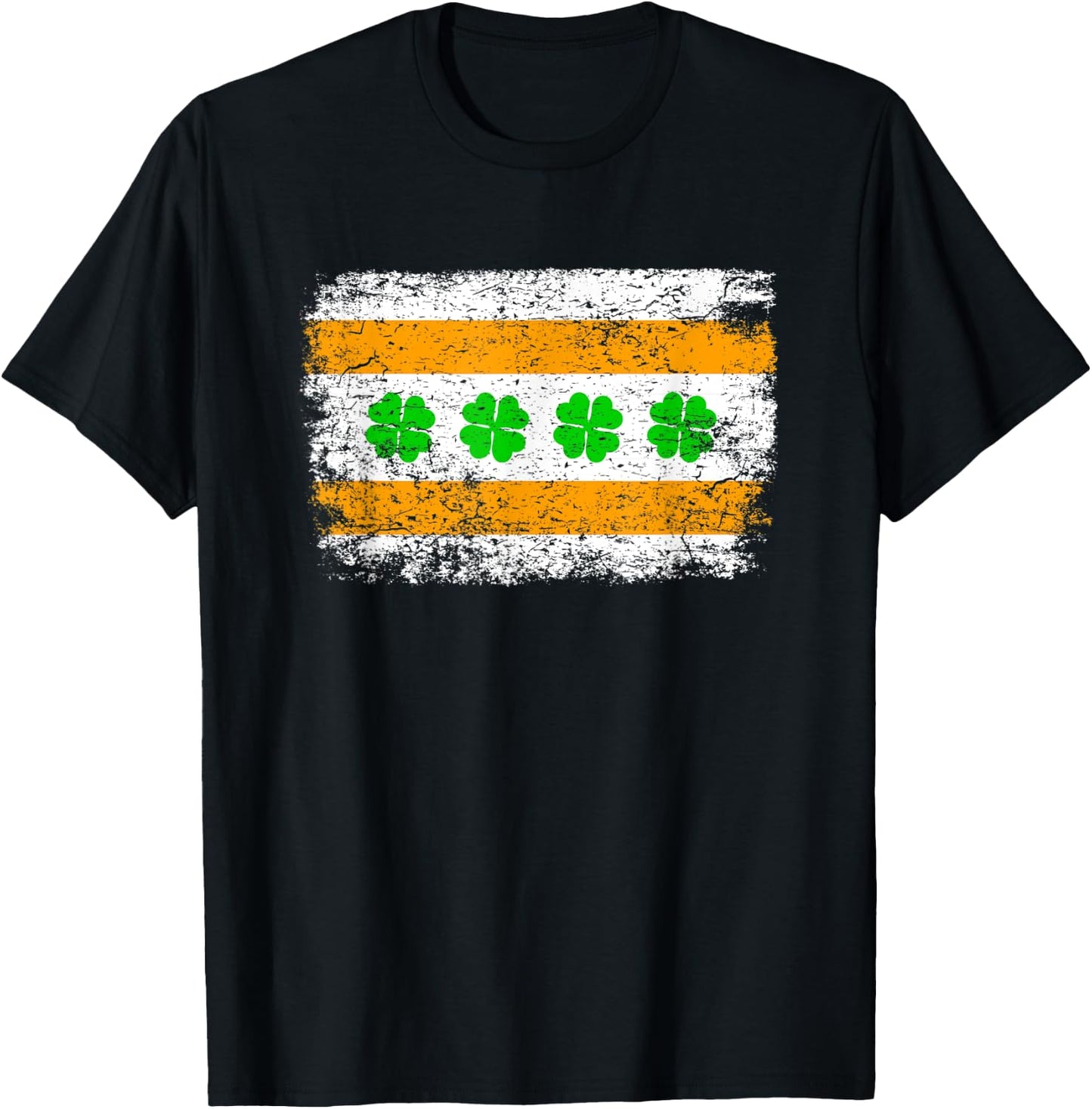 Chicago Flag Shamrock Irish St Patricks Day Matching T-Shirt - T-Shirt | Black