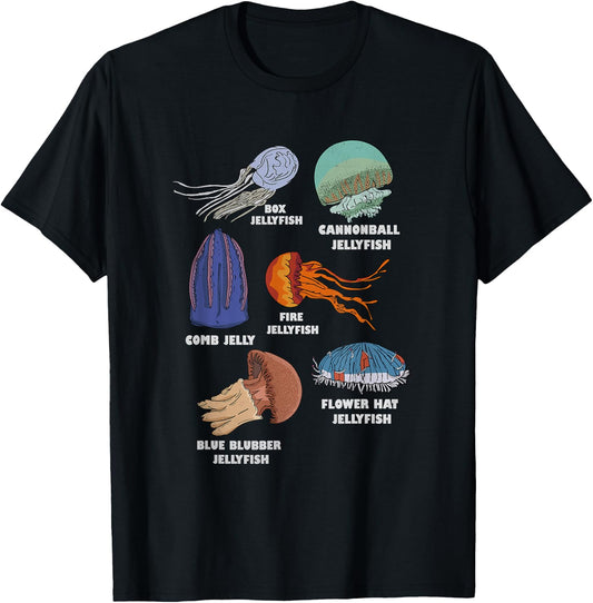 Jellyfish Types Marine Biology Ocean Jellyfish T-Shirt - T-Shirt | Black
