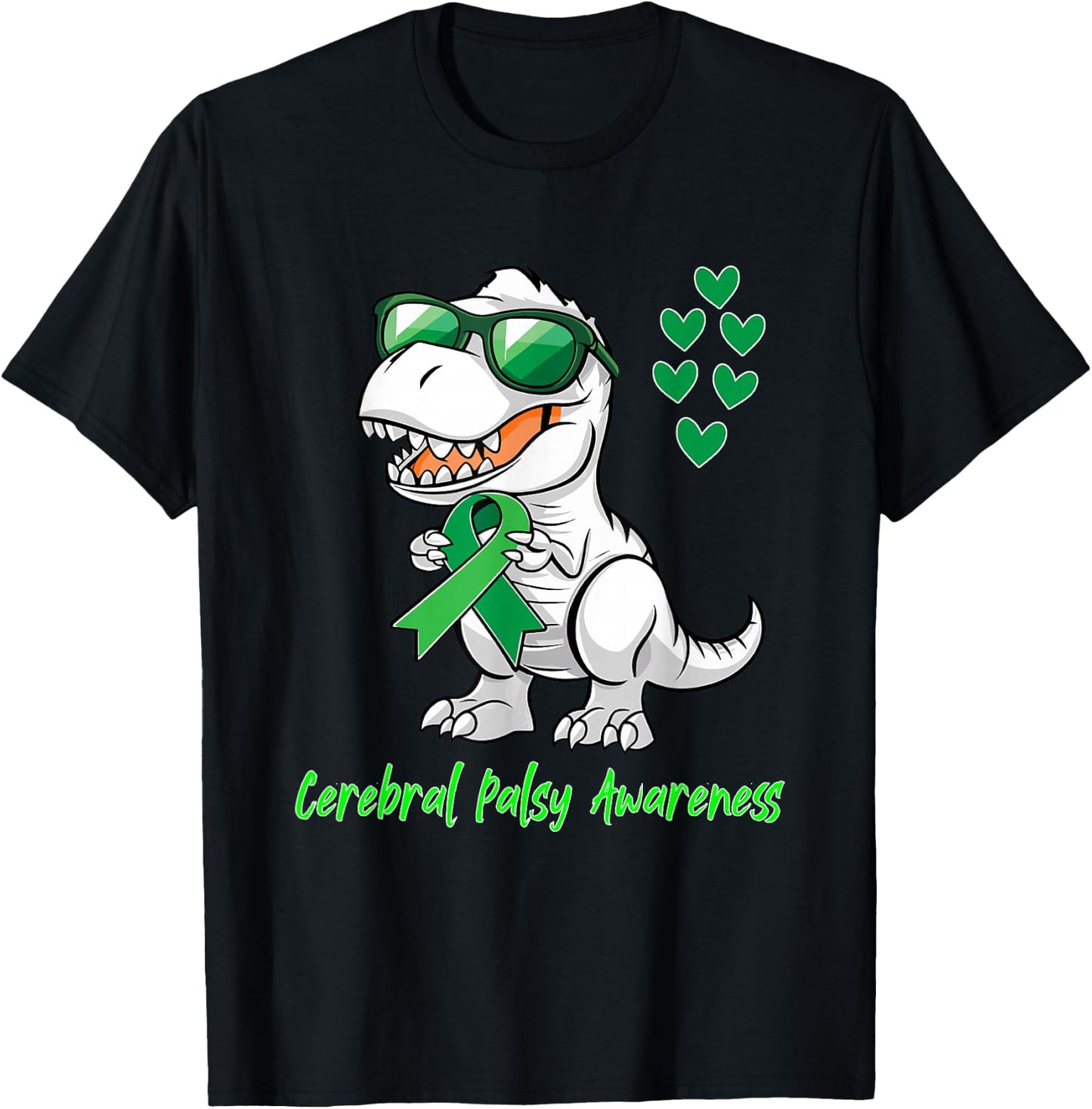 T-rex Dinosaur Cerebral Palsy Awareness Day Dino Toddlers T-Shirt - T-Shirt | Black