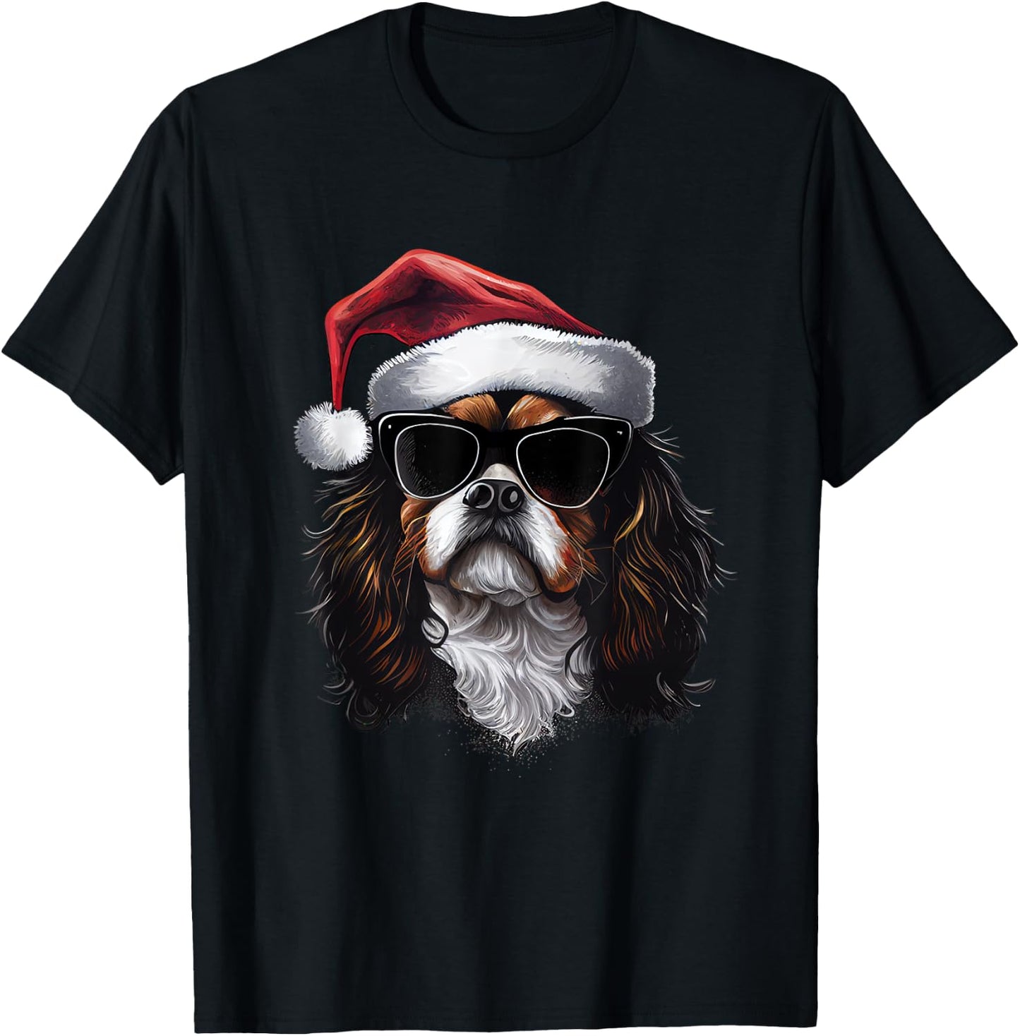 Cavalier King Charles Spaniel retro christmas outfit T-Shirt - T-Shirt | Black