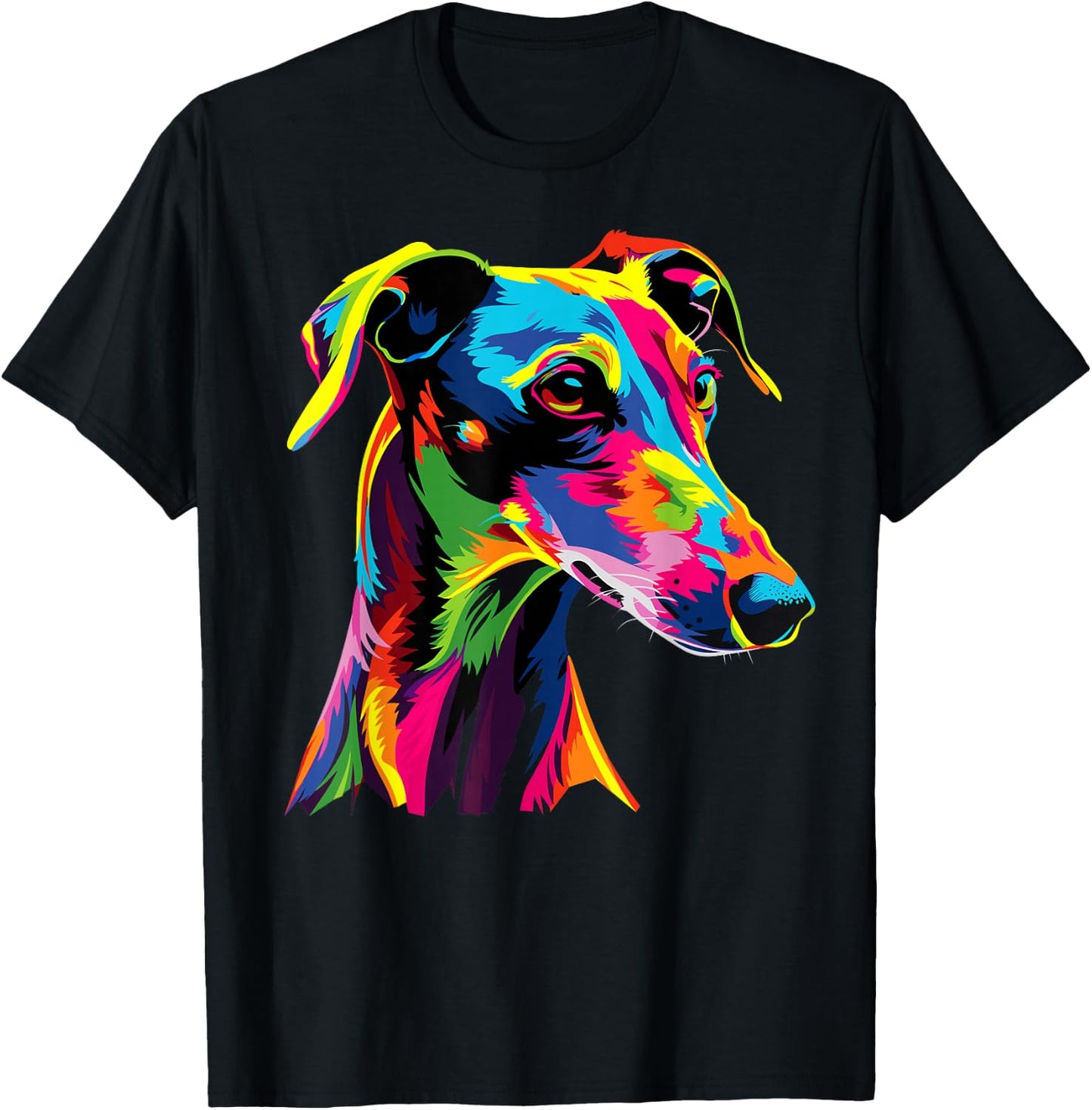 Windhund Hunde Bunte Farben Pop Art Greyhound Windhunde T-Shirt - T-Shirt | Black