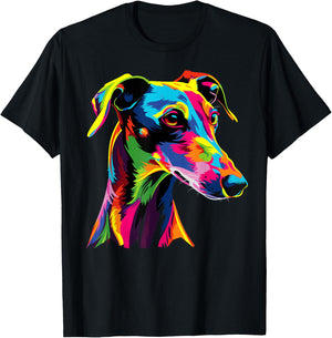 Windhund Hunde Bunte Farben Pop Art Greyhound Windhunde T-Shirt - T-Shirt | Black