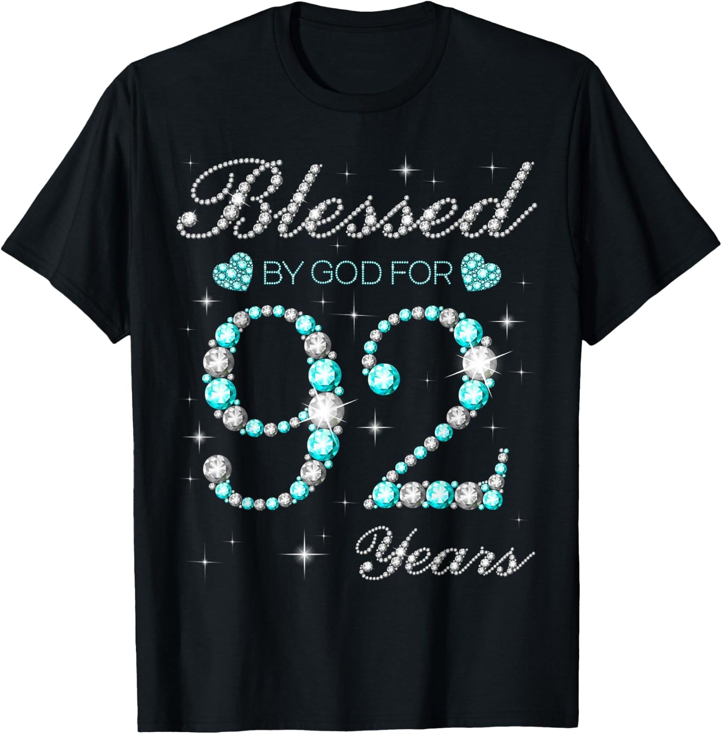 Blessed By God For 92 Years Old Woman 92nd Birthday T-Shirt - T-Shirt | Black