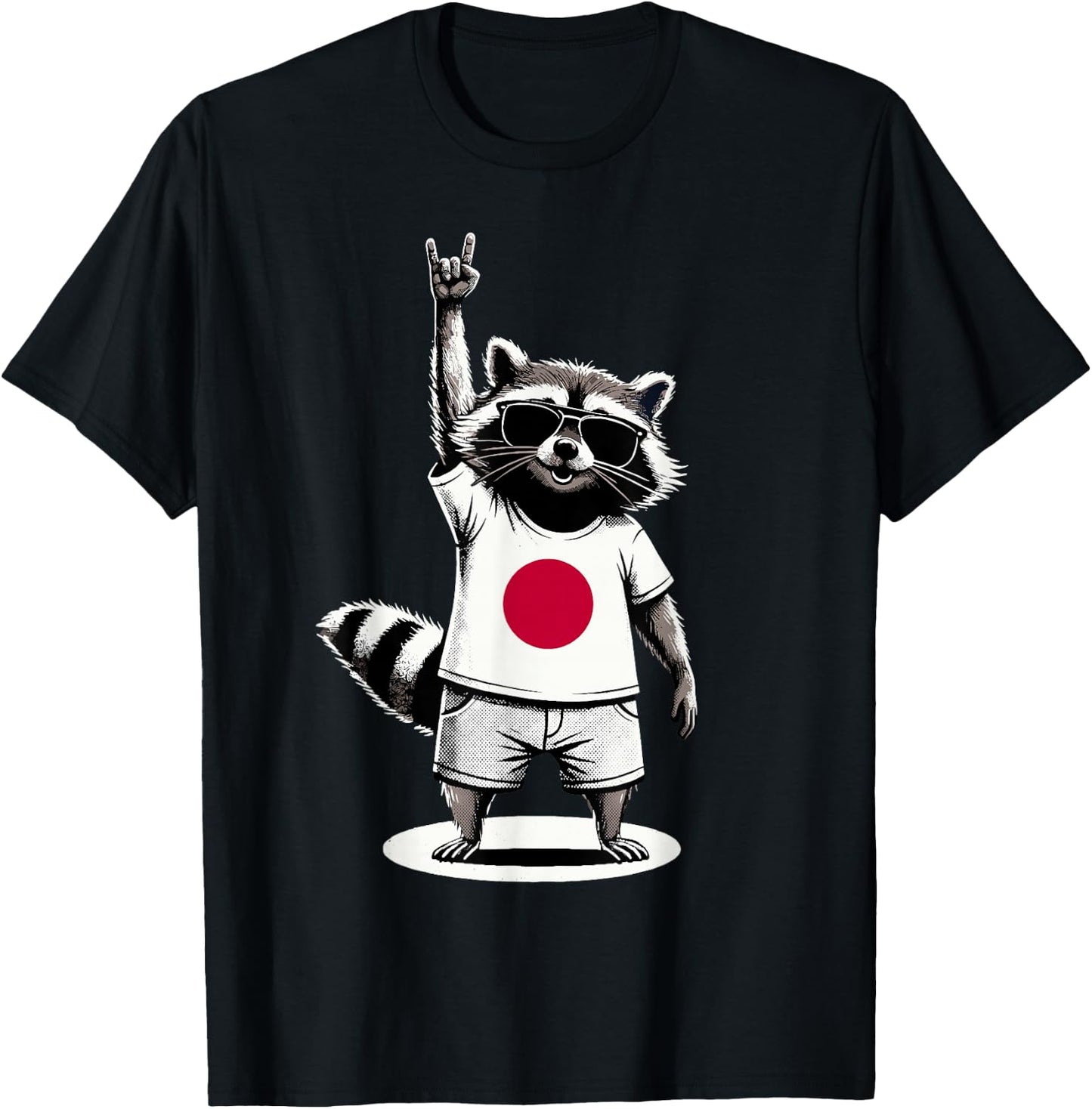 Japanese Flag Raccoon Japan T-Shirt - T-Shirt | Black