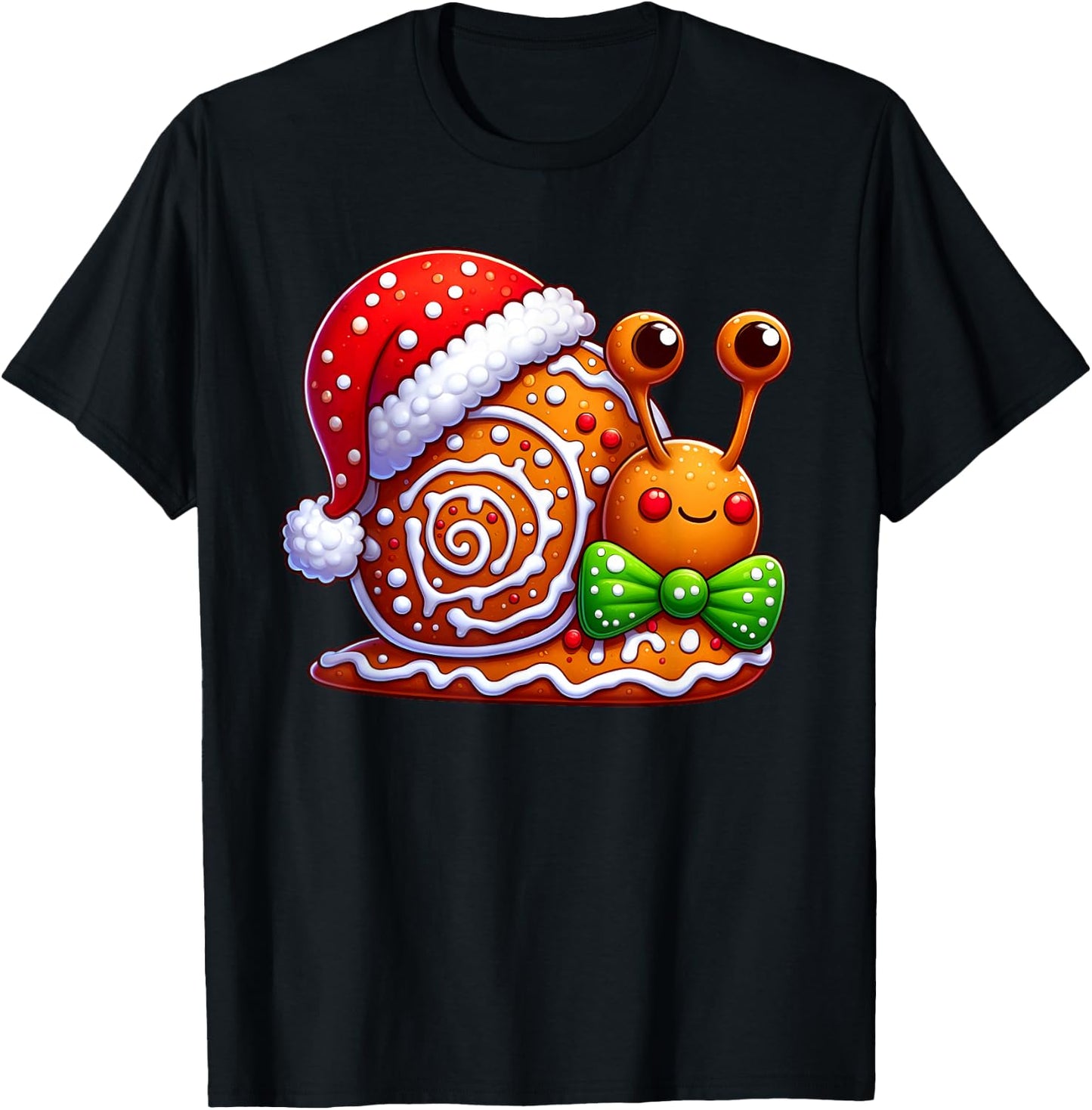 Funny Gingerbread Man Snail Christmas Kids T-Shirt - T-Shirt | Black