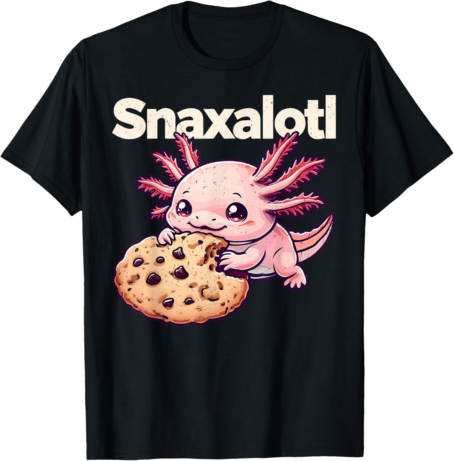 Funny Axolotl Snaxalotl Cookie Lover Axolotls Boys Girls T-Shirt - T-Shirt | Black