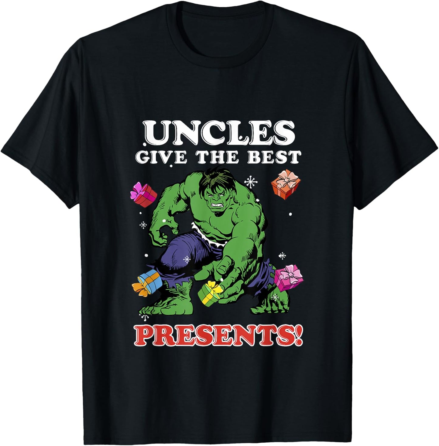 Marvel Comics Christmas Hulk Uncles Give The Best Presents T-Shirt - T-Shirt | Black