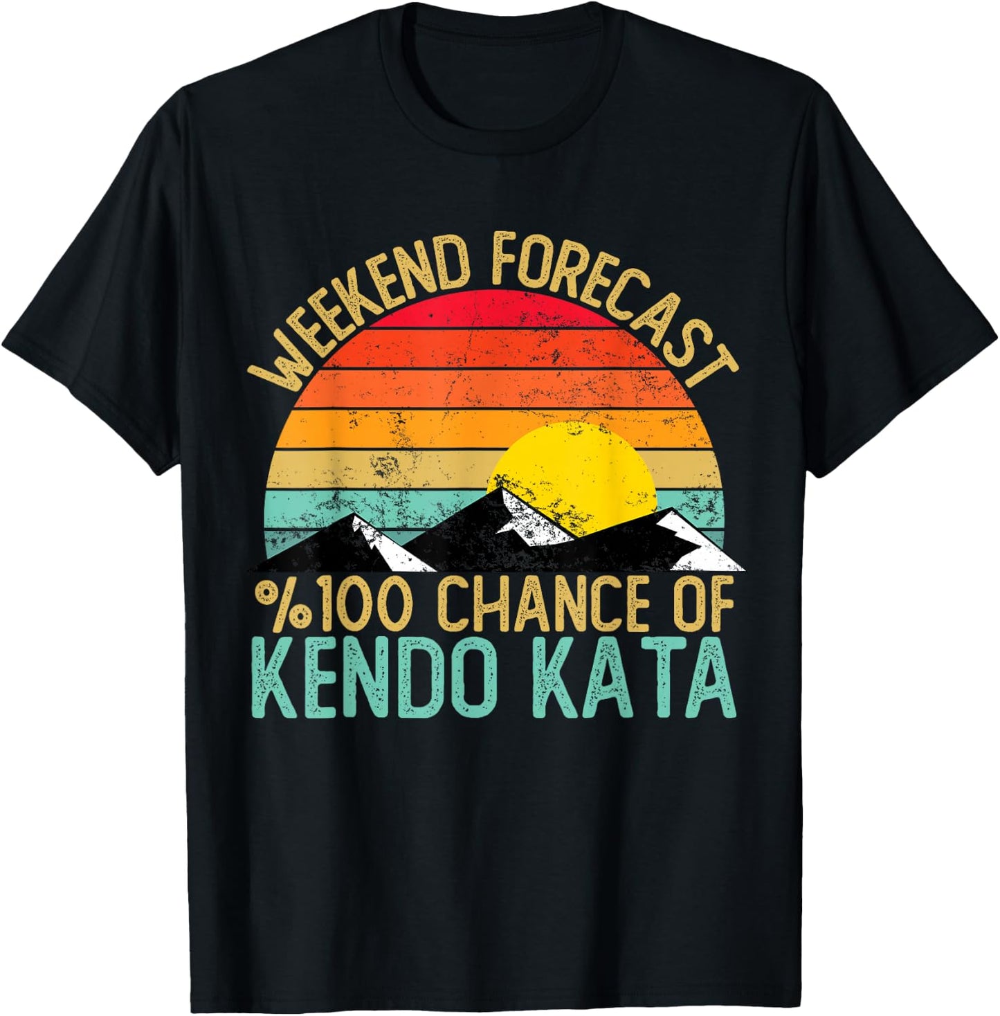 Weekend Forecast Kendo Kata Shirts Funny Retro Kendo Kata T-Shirt - T-Shirt | Black