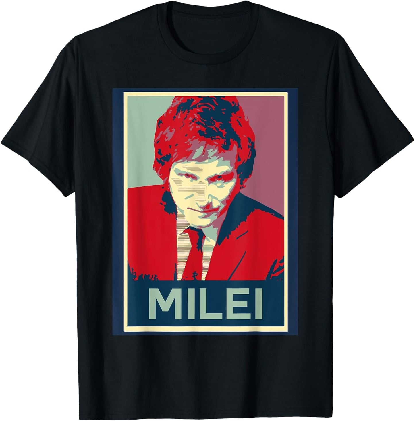 Peluca Milei - : Javier Milei Präsident - Schwarz, , Kurzarm, S, Polyester T-Shirt - T-Shirt | Black