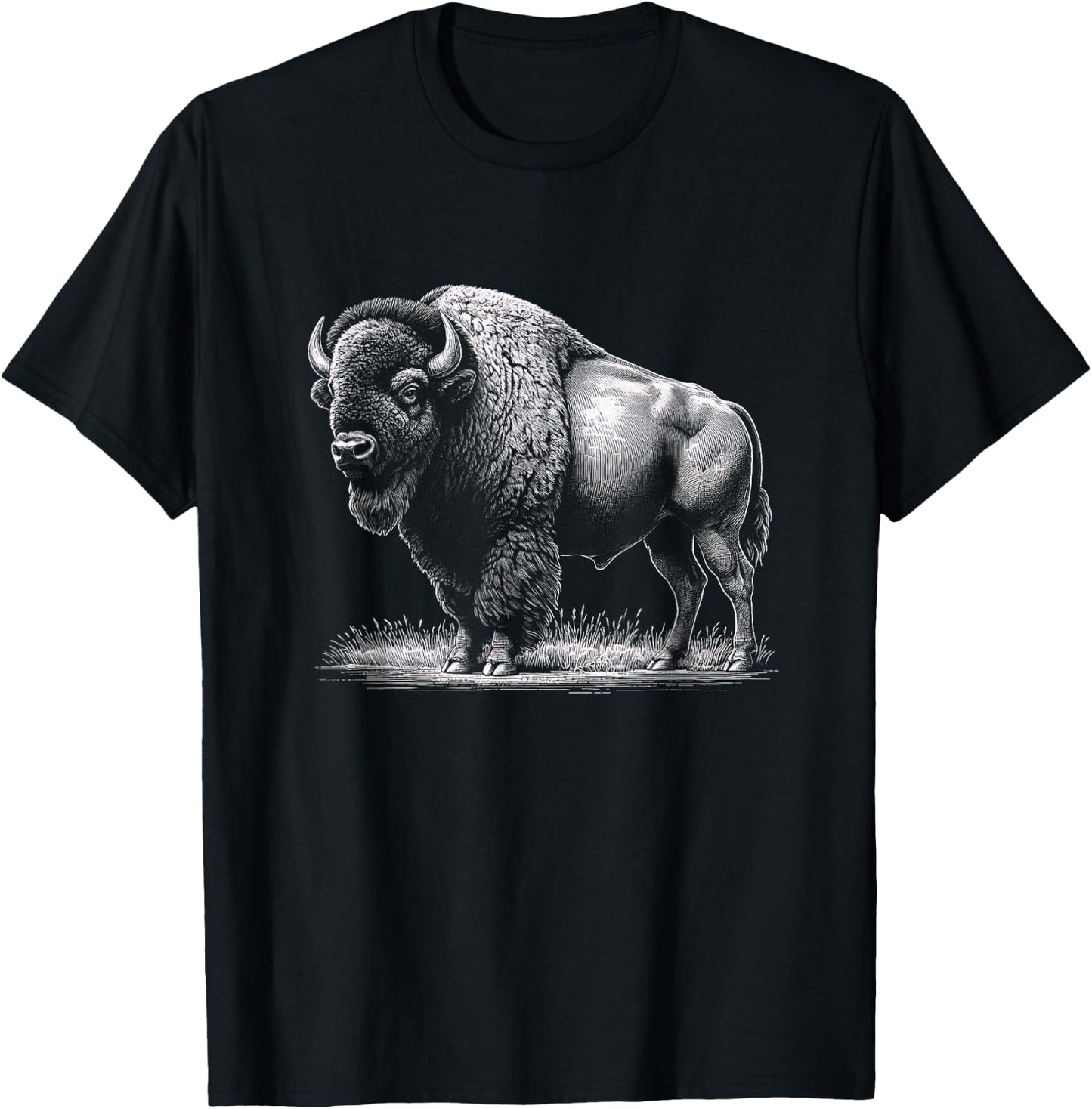 Vintage American Bison Buffalo Graphic Art Design T-Shirt - T-Shirt | Black