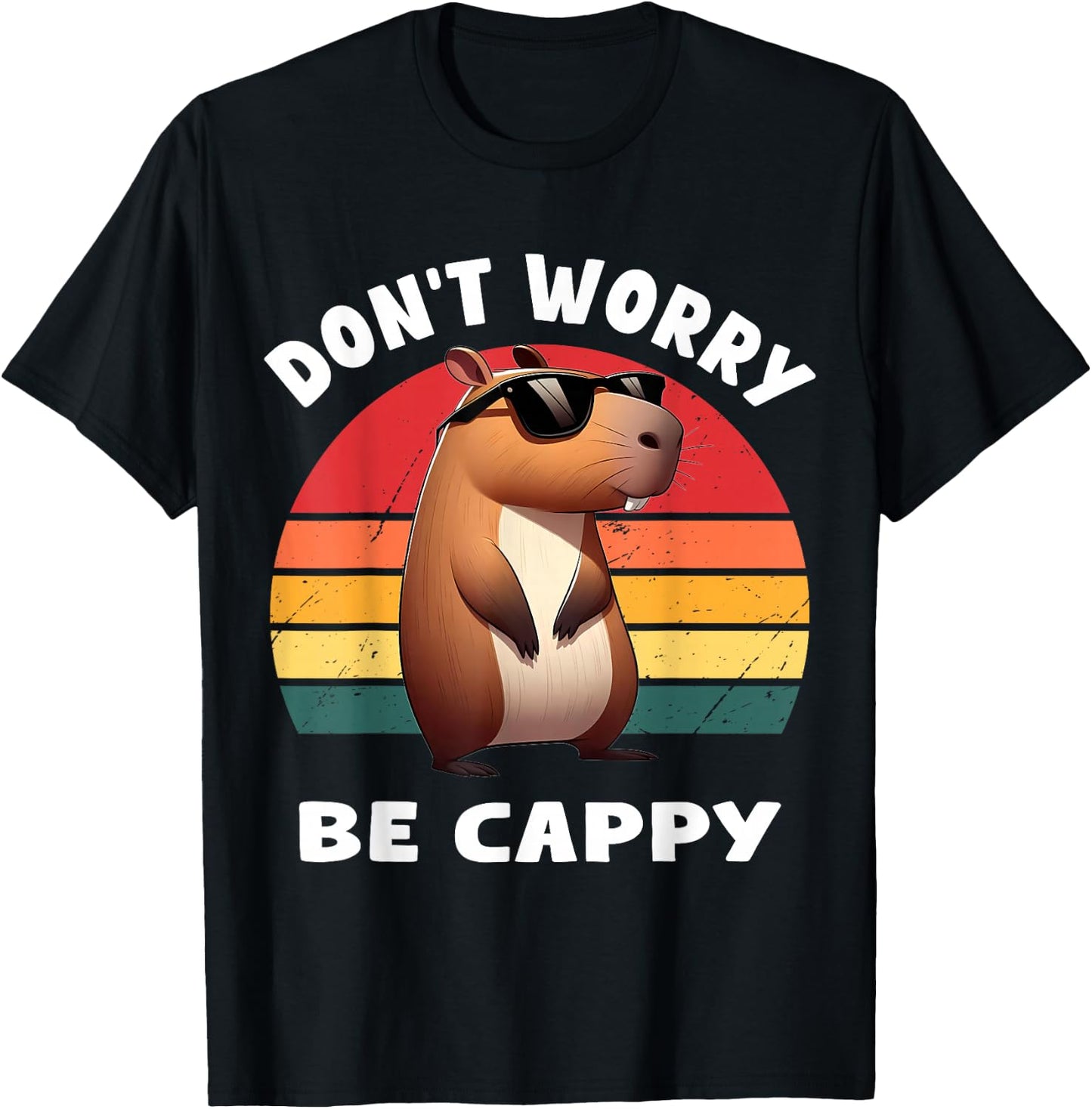 Capybara Capybara Rodent Dont Be Worry Be Capy Retro Funny Capybara , Black, S T-Shirt - T-Shirt | Black