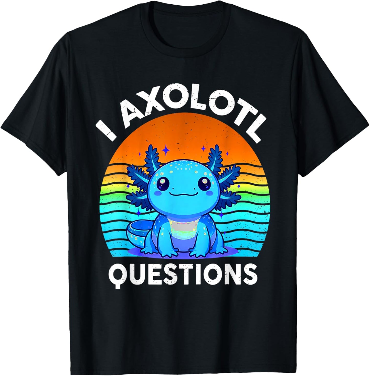 Kids Funny I Axolotl Questions Retro Cute Toddler Boy Girl T-Shirt - T-Shirt | Black