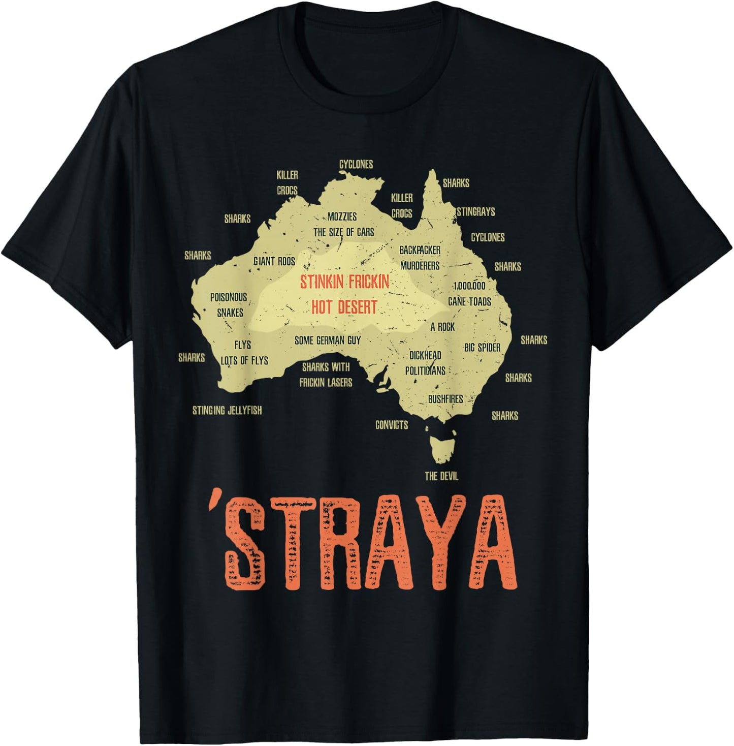 Retro Australia Day Australia Map Outback Australian T-Shirt - T-Shirt | Black
