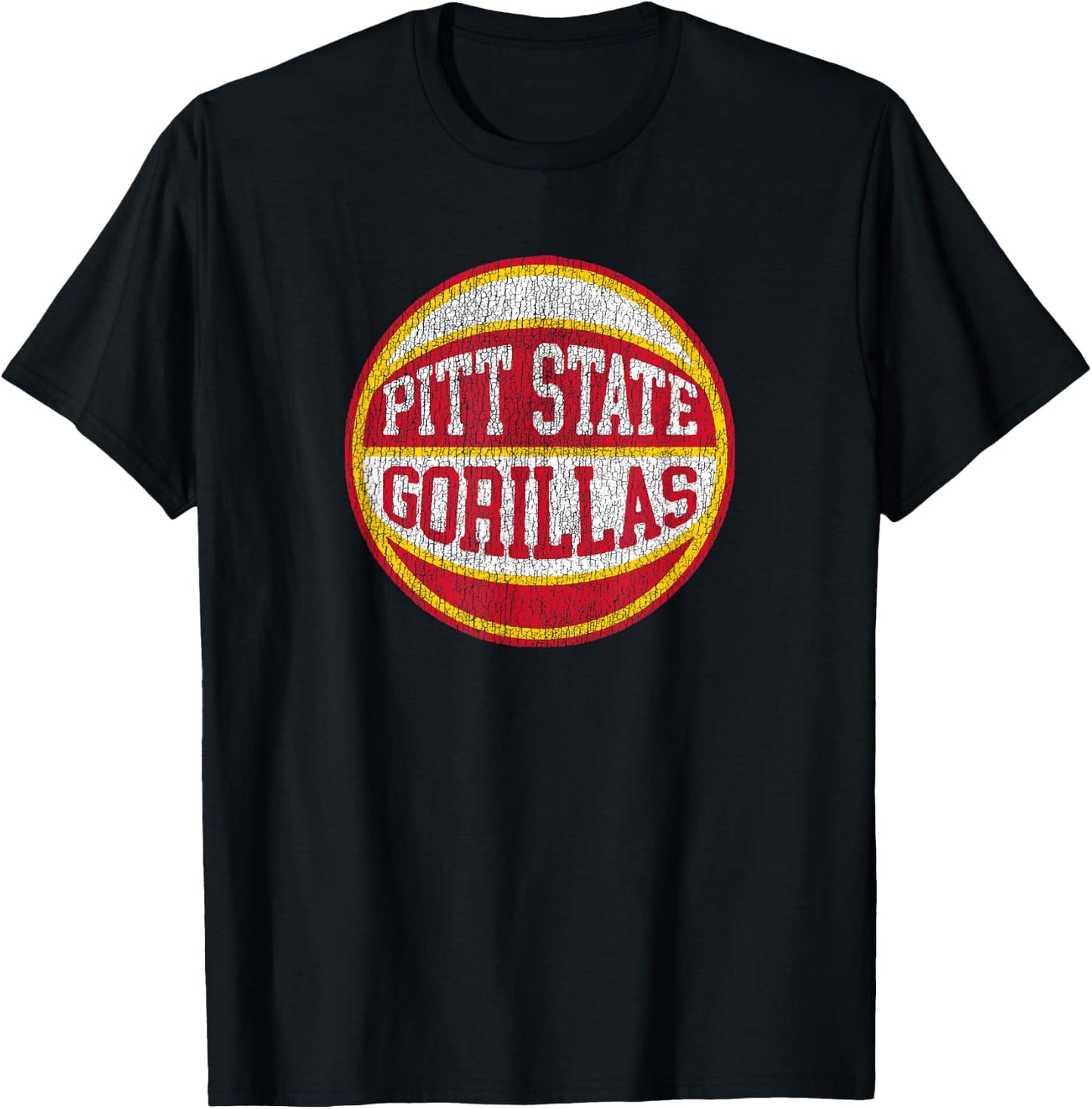 Pitt State Gorillas Distressed 80s Basketball Classic Retro T-Shirt - T-Shirt | Black
