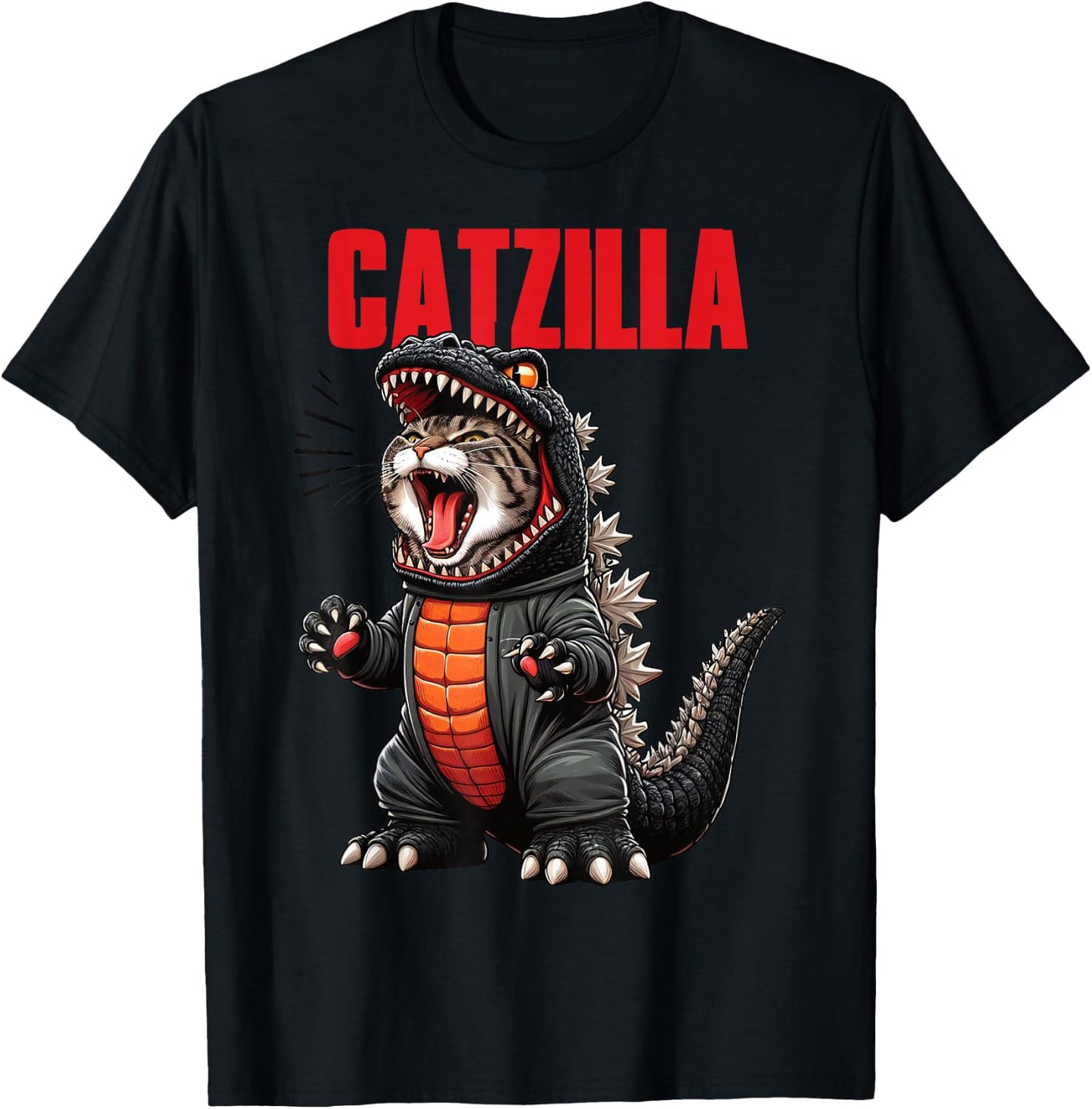 Cute Kitty Catzilla for Cat Moms & Dads T-Shirt - T-Shirt | Black