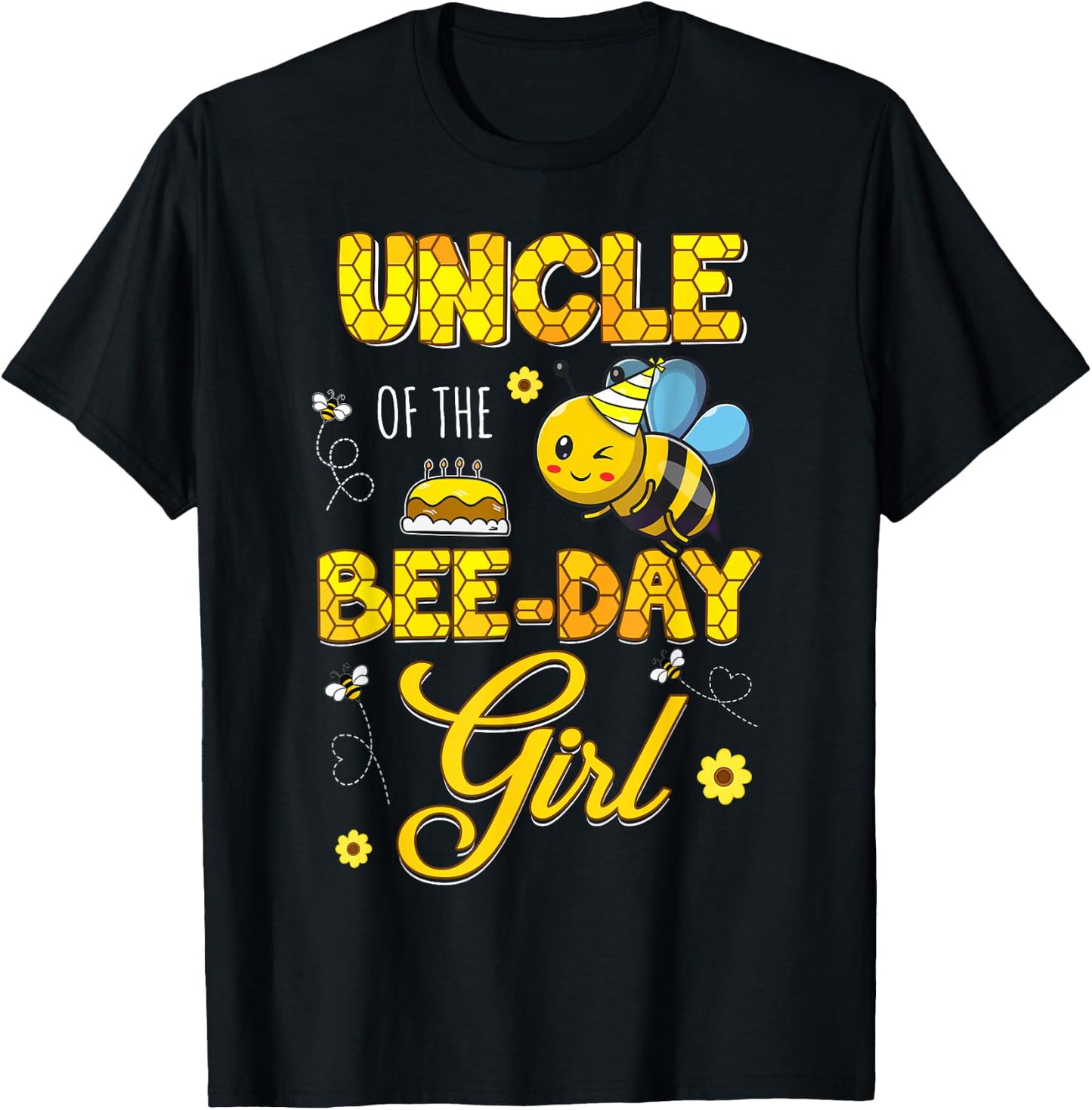 Uncle Of The Bee-Day Girl Hive Birthday Party Matching T-Shirt - T-Shirt | Black