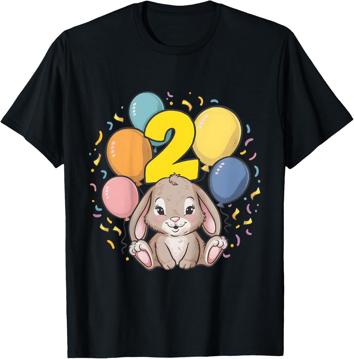 Kids 2nd Birthday Children's Birthday Rabbit T-Shirt - T-Shirt | Black