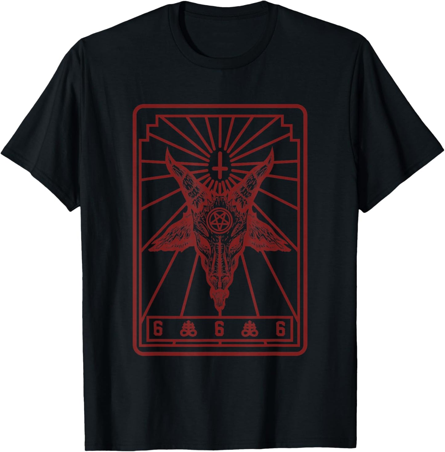 Baphomet Tarot Inverted Cross Goat Pentagram Leviathan Cross T-Shirt - T-Shirt | Black