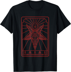 Baphomet Tarot Inverted Cross Goat Pentagram Leviathan Cross T-Shirt - T-Shirt | Black