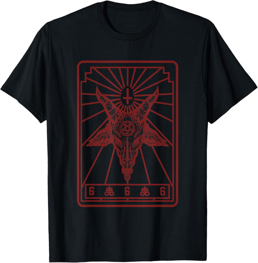 Baphomet Tarot Inverted Cross Goat Pentagram Leviathan Cross T-Shirt - T-Shirt | Black