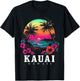 Kauai Hawaii Hawaiian Hibiscus Flowers Surfer Souvenir T-Shirt - T-Shirt | Black