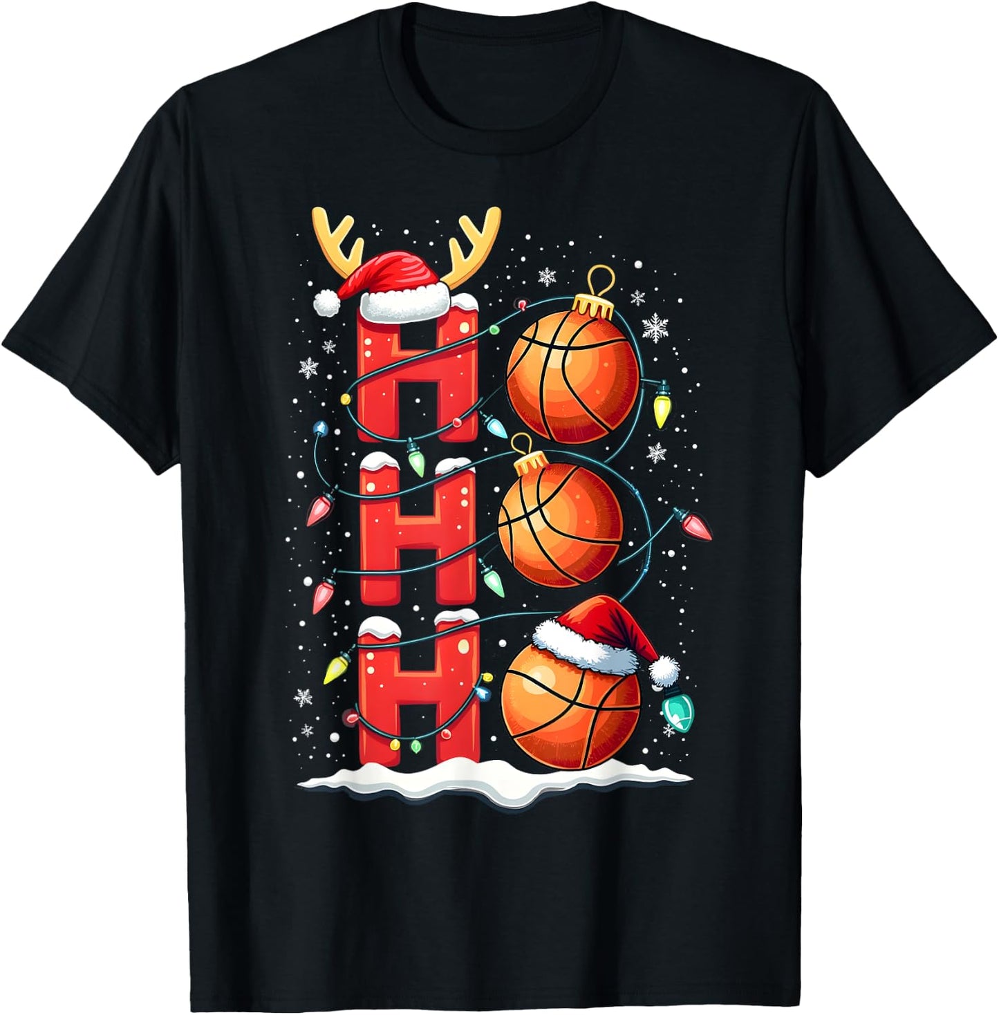 Christmas Basketball Ho Ho Sports Christmas Basketball Boys Kids , Black, S T-Shirt - T-Shirt | Black