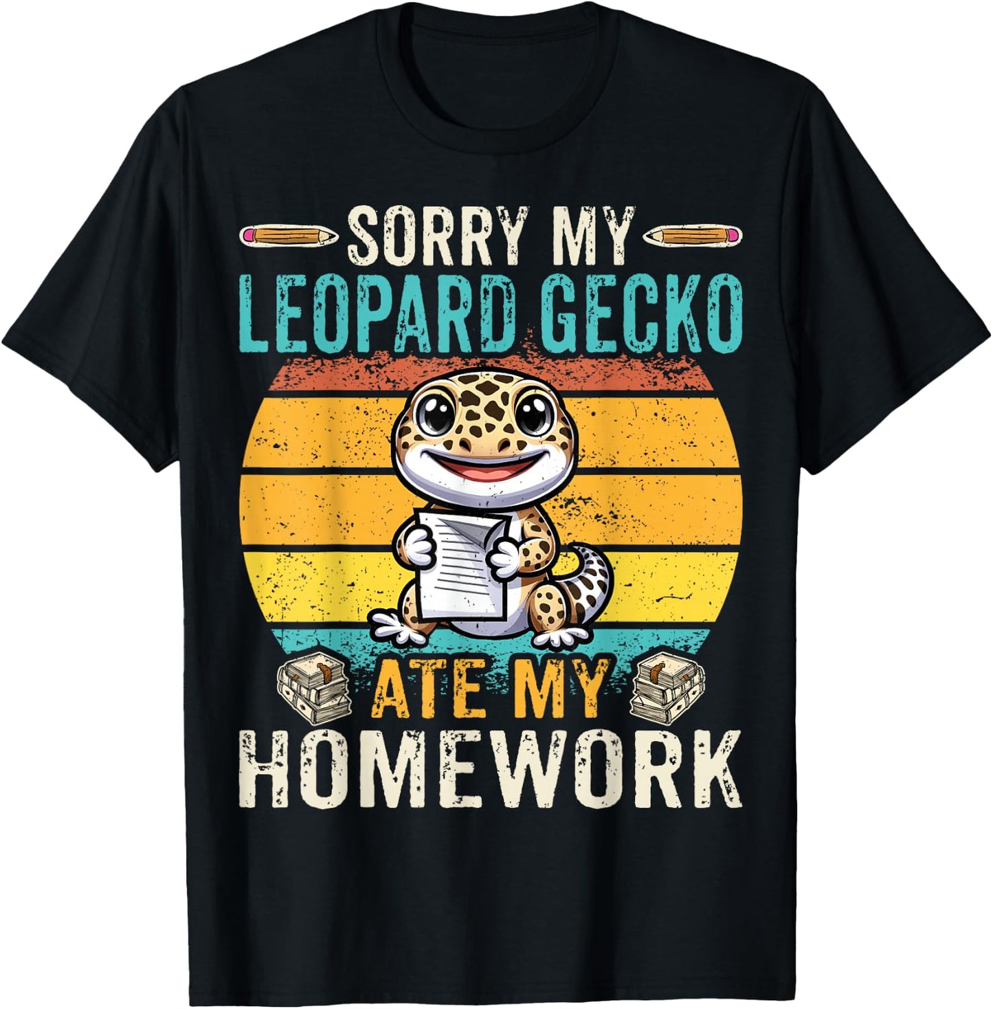 Sorry My Leopard Gecko Ate My Homework - Reptile Gecko Lover T-Shirt - T-Shirt | Black