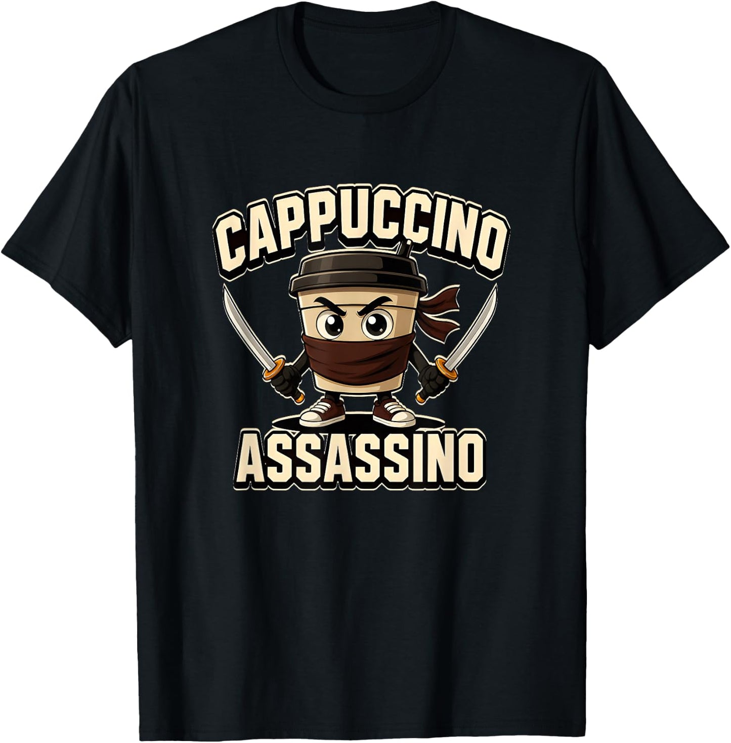 Cappuccino Assassino Italian Brain Rot Brainrot Shirt Meme T-Shirt - T-Shirt | Black