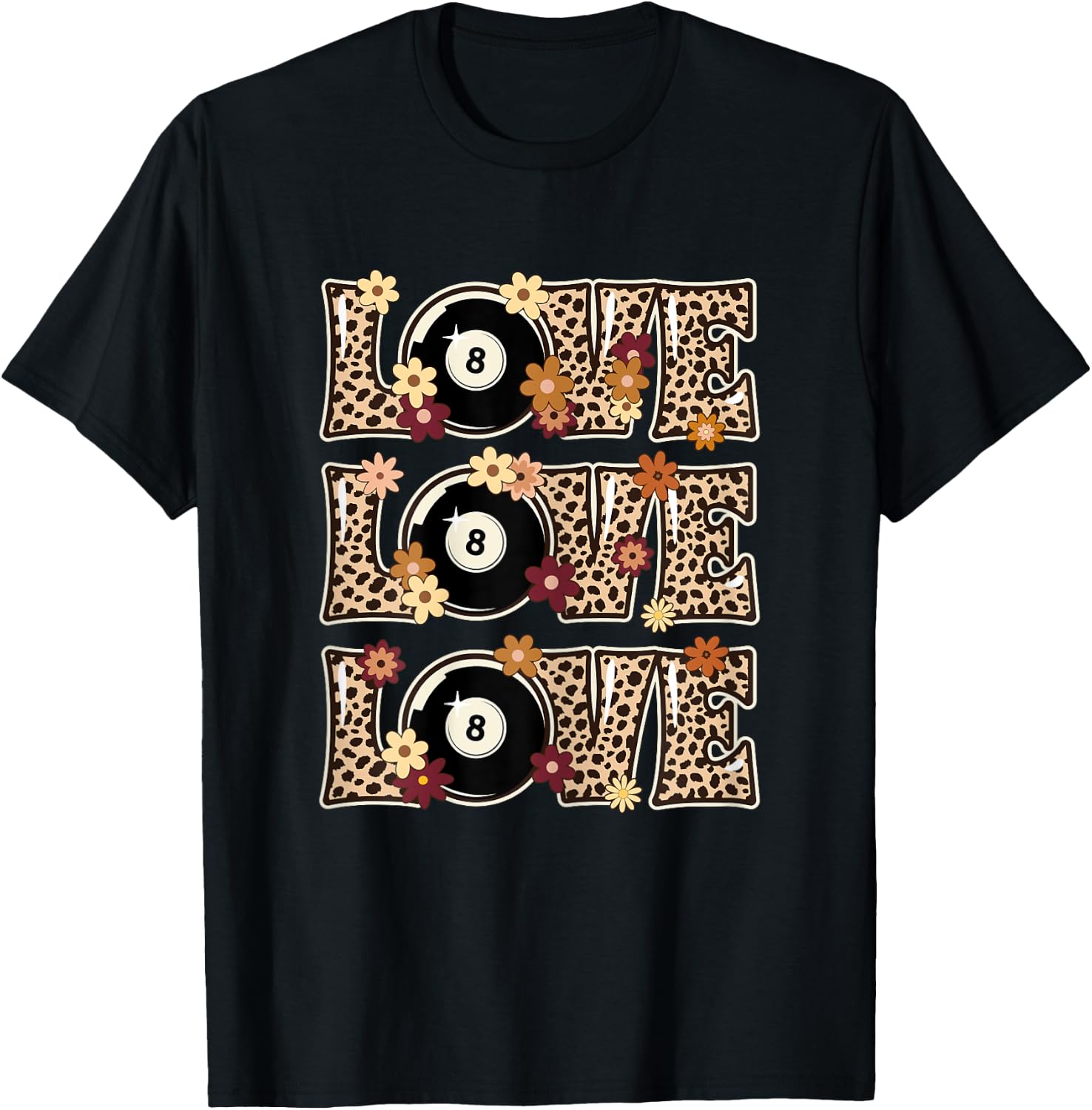 Love Billiards Lover Outfit Women Girls Kids Cute Billiards T-Shirt - T-Shirt | Black