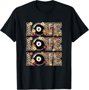 Love Billiards Lover Outfit Women Girls Kids Cute Billiards T-Shirt - T-Shirt | Black