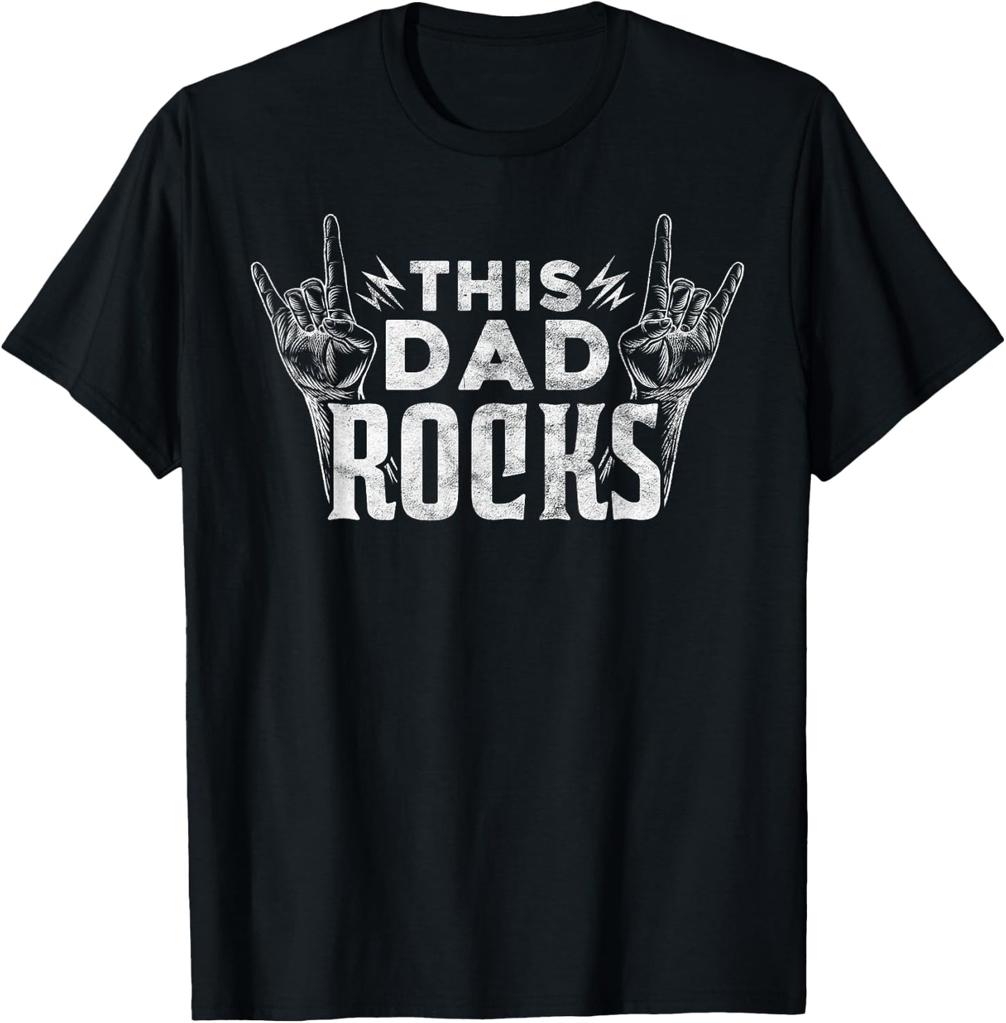 This Dad Rocks Rock n Roll Heavy Metal Fathers Day T-Shirt - T-Shirt | Black