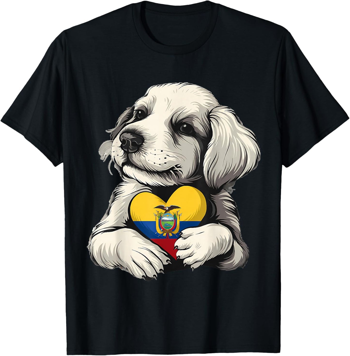 Ecuador Flag Dog Ecuadorian Roots T-Shirt - T-Shirt | Black