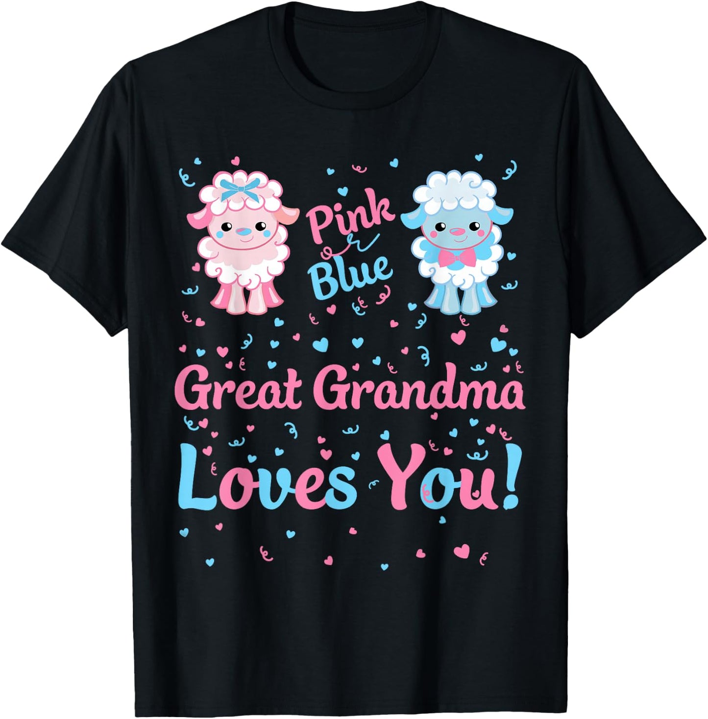 Great Grandma Gender Reveal Pink or Blue Sheep for Family T-Shirt - T-Shirt | Black