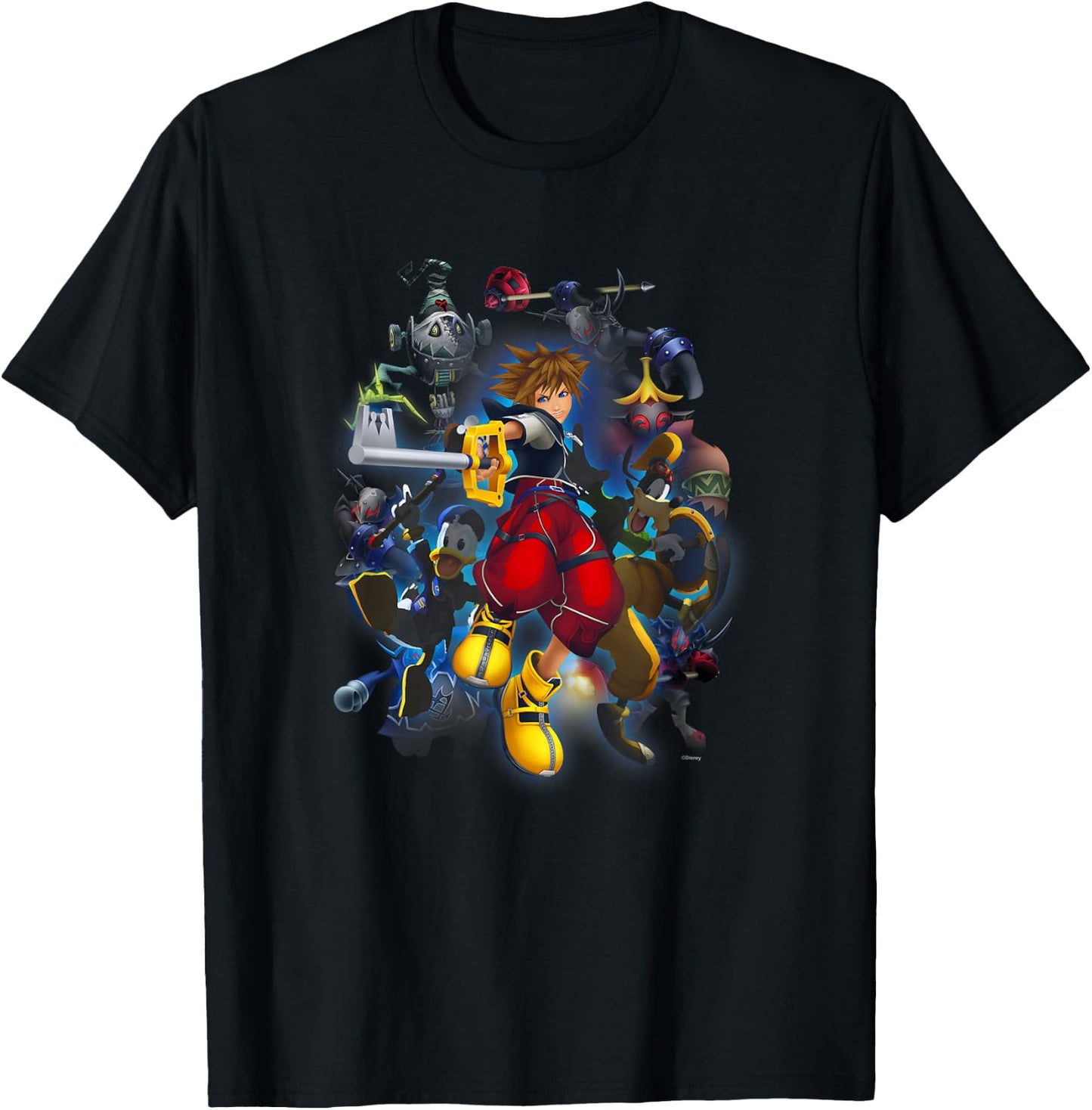 Disney Kingdom Hearts Sora Surrounded Vintage Hero Poster T-Shirt - T-Shirt | Black