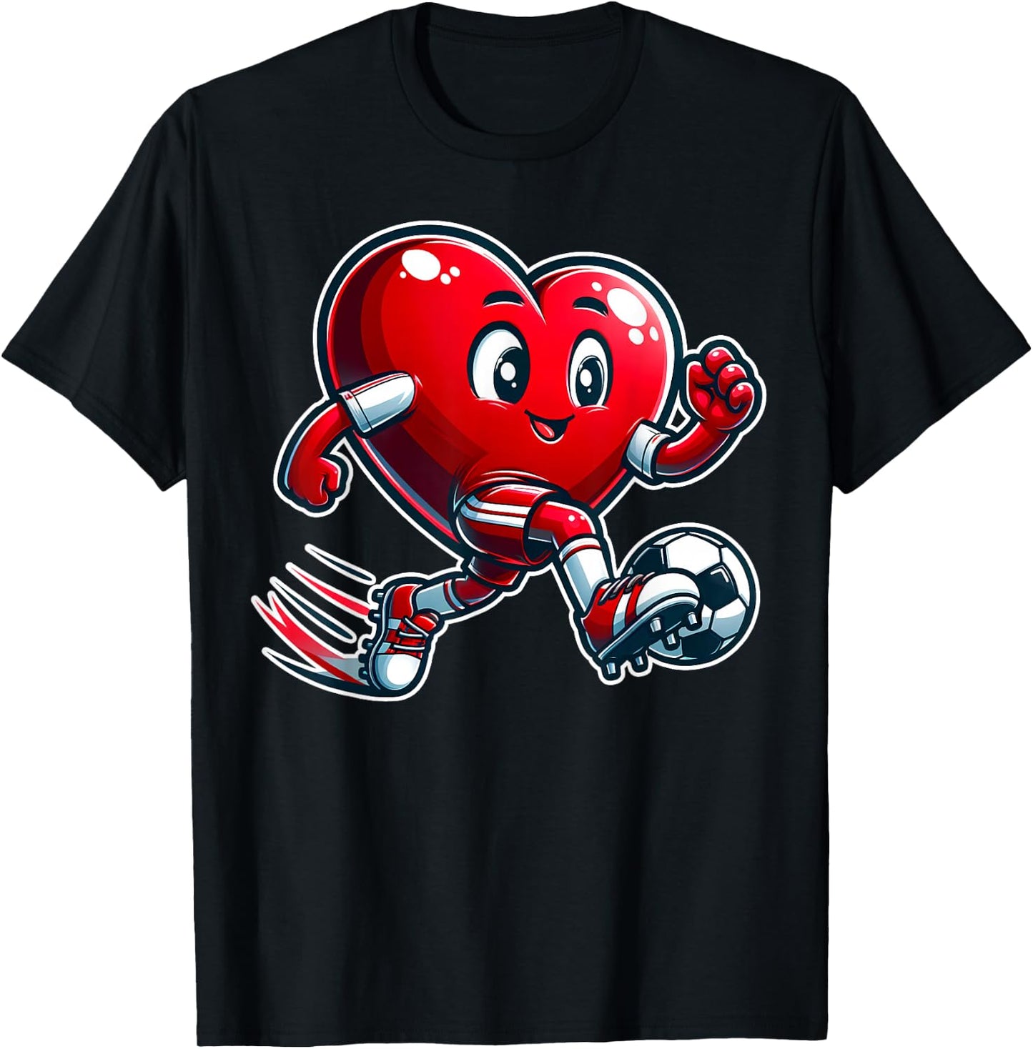 Valentine's Day Soccer Player Heart Cute Sports T-Shirt - T-Shirt | Black