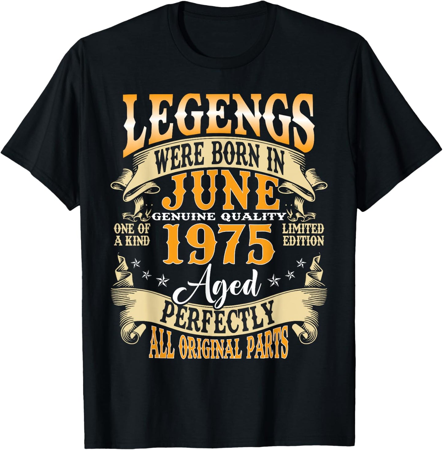 Legends Were Born in June 1975 Vintage 50th Birthday Men Dad T-Shirt - T-Shirt | Black