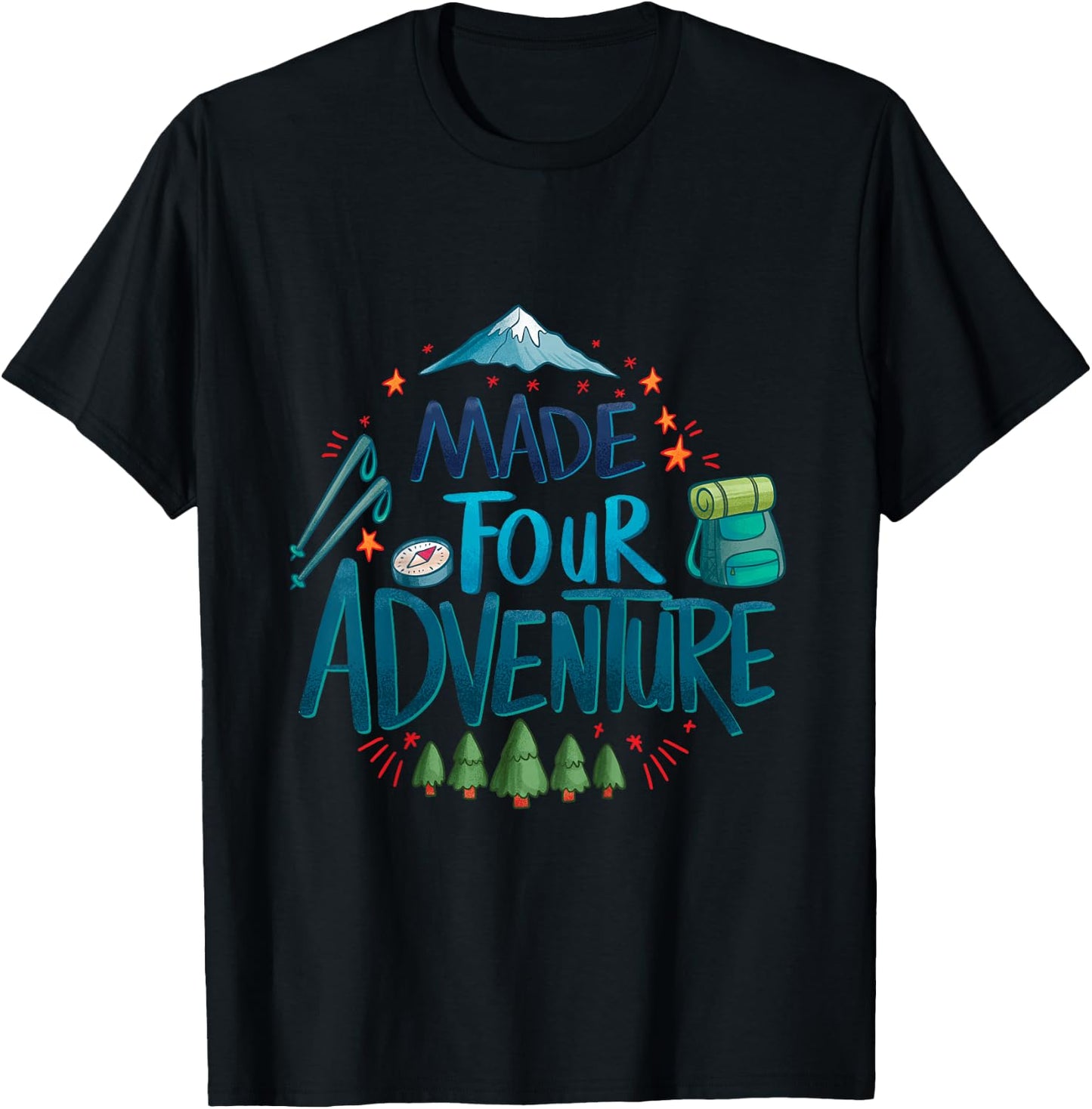 Made four adventure 4th Birthday Party camping kids 4 T-Shirt - T-Shirt | Black